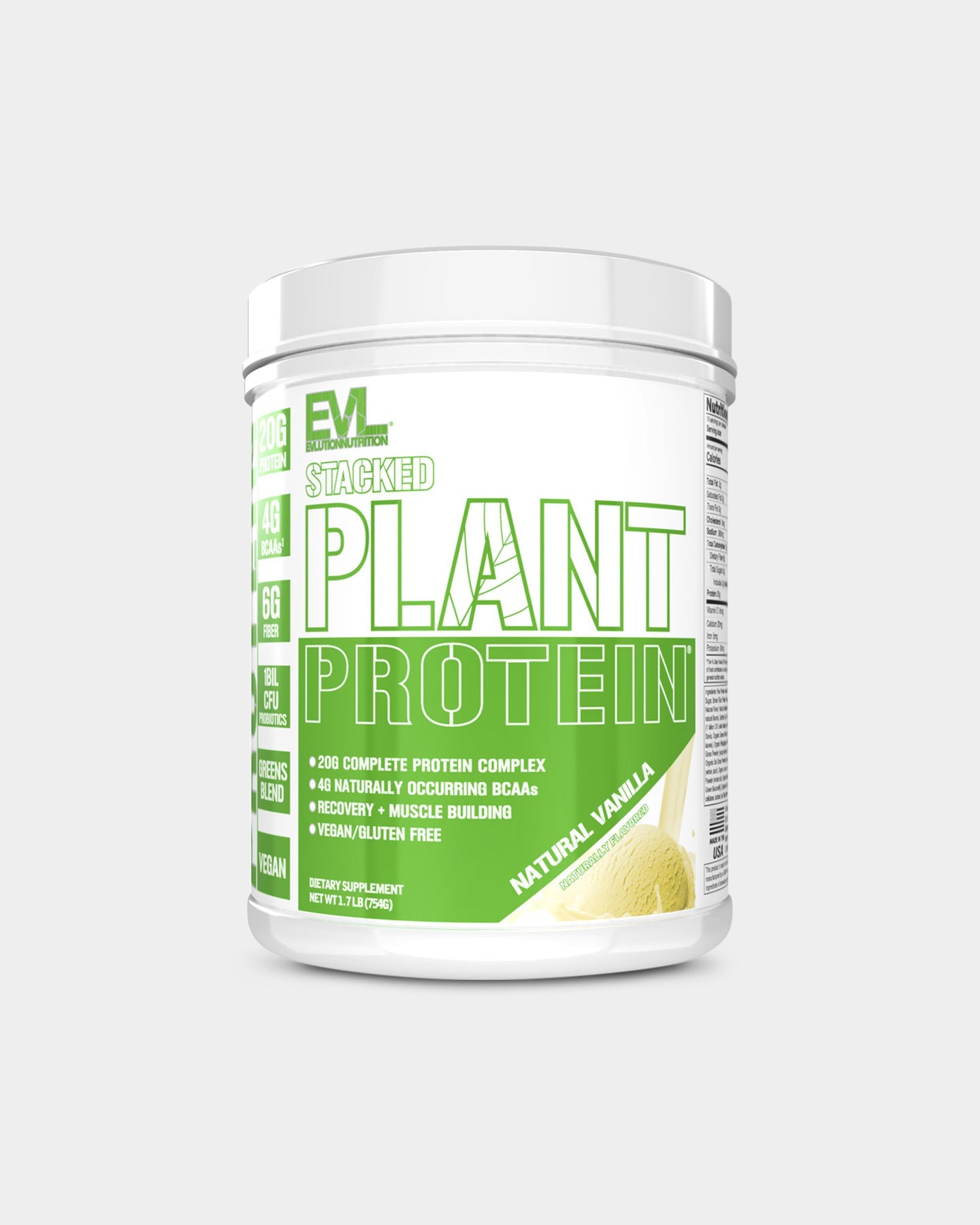EVLUTION NUTRITION Stacked Plant Protein Powder - Vegan Protein Supplement for Muscle Recovery & Growth - Ideal for Post-Workout, Smoothies & Baking (Chocolate Flavor)