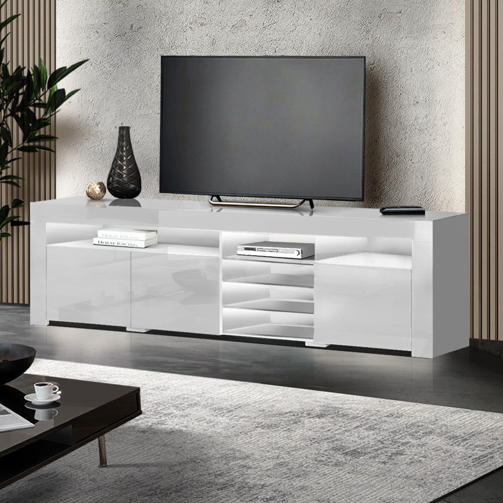 Artiss 180cm White Bobi Entertainment TV Stand with LED Lights - Modern TV Cabinet for Living Room, Bedroom & Home Theater
