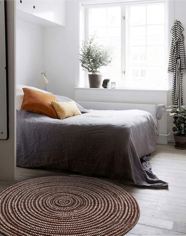 Hand Woven Round Chenille Area Rug - 2 ft Diameter Soft Floor Mat for Living Room, Bedroom & Coffee Table | Cozy Home Decor for Family Rooms, Dorms & Apartments