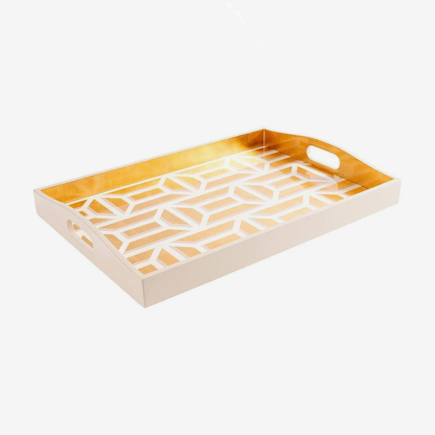 Caspari Garden Gate Lacquer Tray - Elegant Decorative Serving Tray for Home, Kitchen, and Outdoor Entertaining | Perfect for Parties, Tea Time, and Display