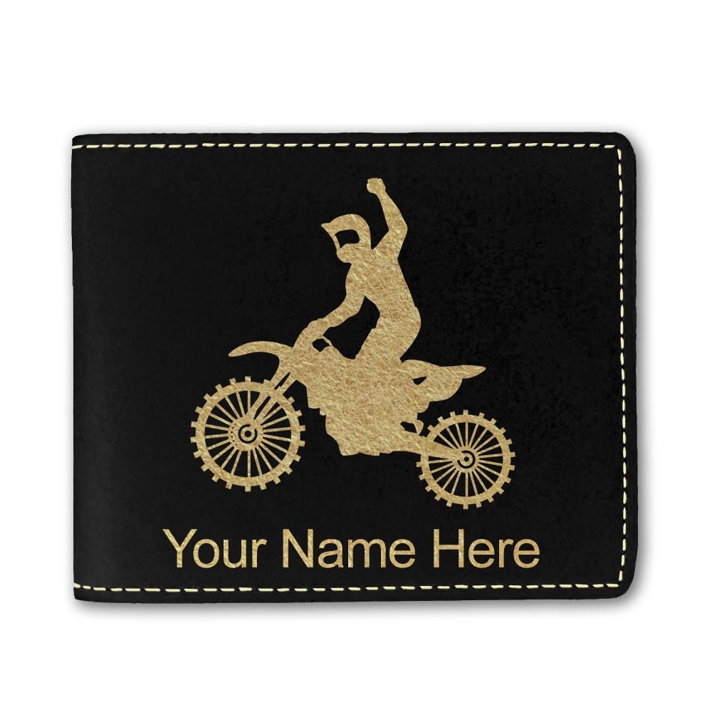 Premium Faux Leather Motocross Wallet - Custom Engraved Biker Wallet for Men & Women - Ideal for Motorcycle Riders, Gift for Bikers & Racing Enthusiasts