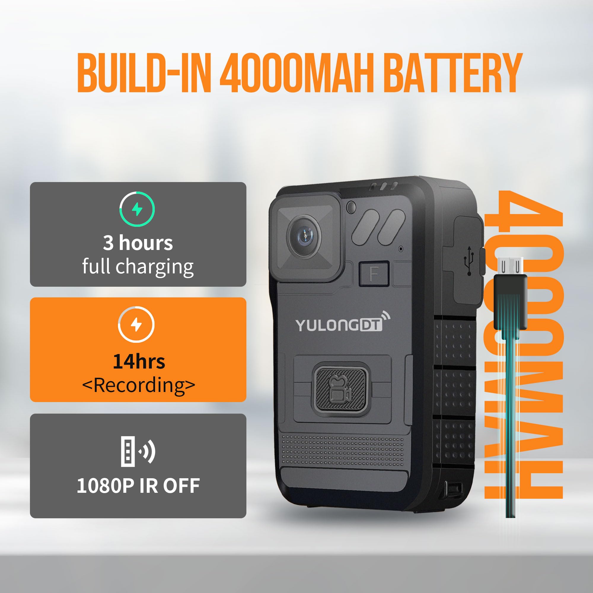 2.5K HD Body Camera with Audio & Video Recording, 4000mAh Battery, GPS, Motion Detection & Night Vision - Personal Security Camera for Law Enforcement, Home Security, Outdoor Activities, Hiking & Night Surveillance