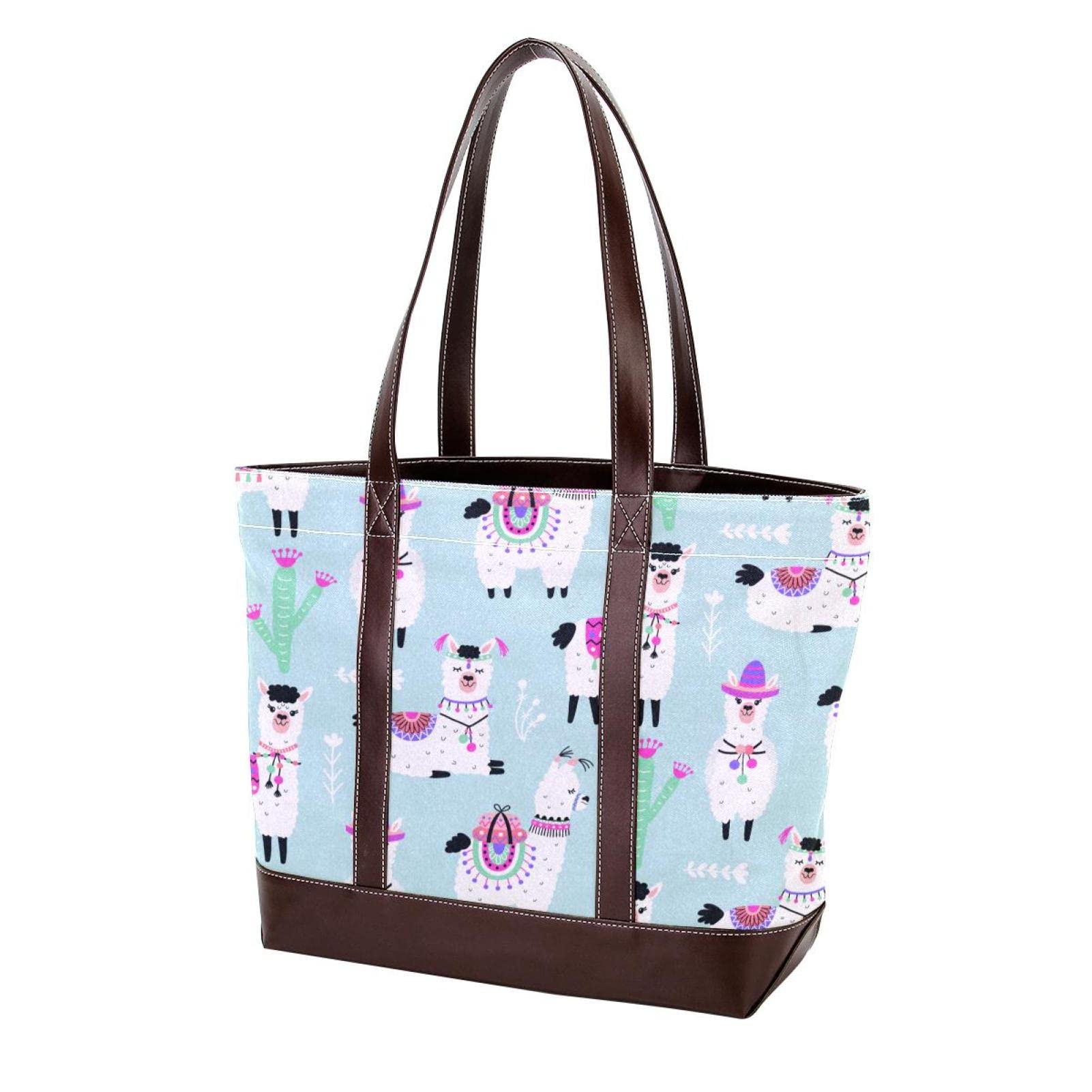 Stylish Large Leather & Canvas Tote Bags for Women - Top Handle Shoulder Satchel Hobo Purses - Perfect for Work, Travel & Shopping