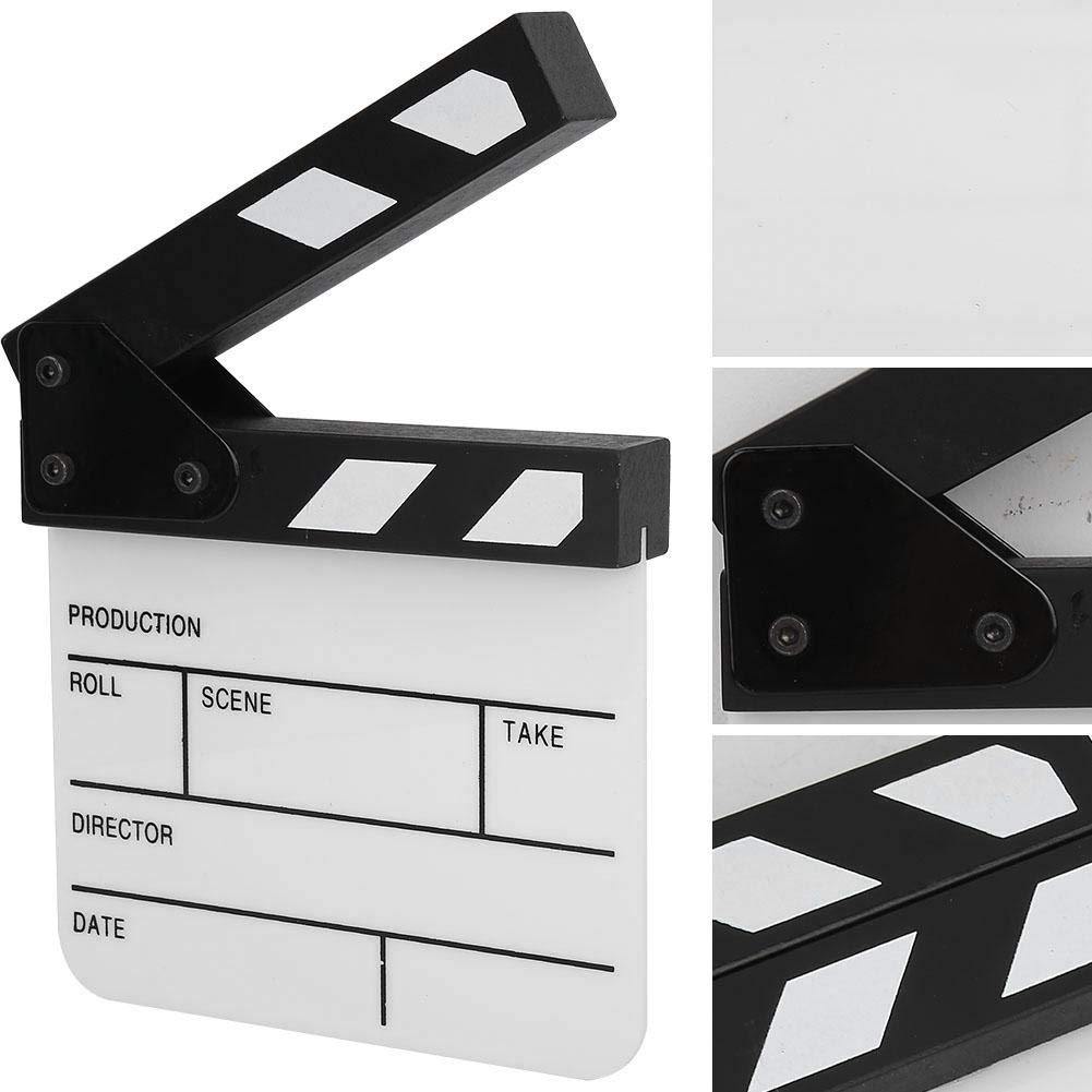 Professional Mini Acrylic Waterproof Clapperboard - Film Director Slate Board for Movie Making, TV Production & YouTube Videos | Includes Marker Pen | Perfect for Film Sets, Advertising Shoots, Cosplay & Home Decoration (Black Frame + White Writing Surface)
