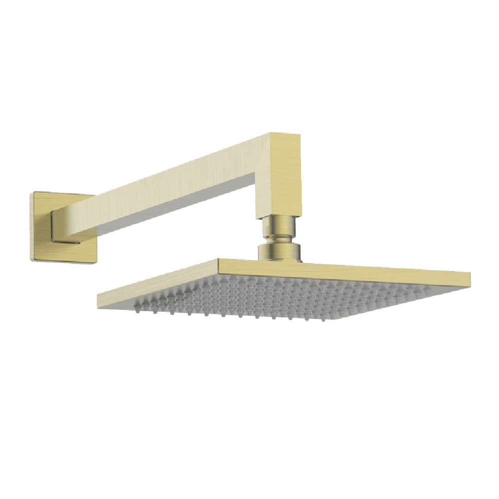 Premium Brushed Brass Square Horizontal Overhead Shower - Modern 2SHSQ BB Rainfall Showerhead for Luxurious Bathroom Upgrade | Perfect for Spa-Like Experience & Contemporary Bathroom Designs