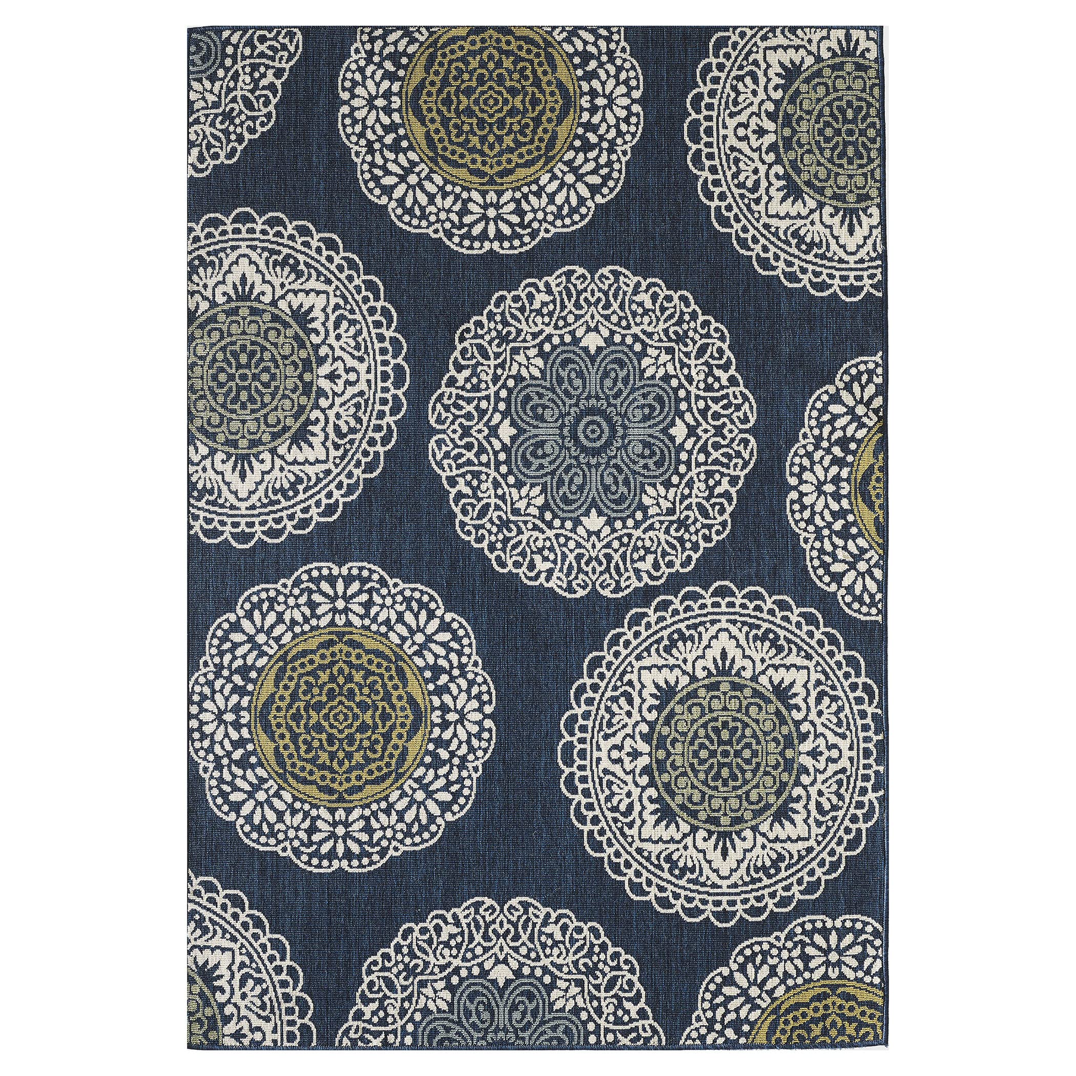 Havani Anshayo 2' x 3' Blue Medallion Indoor Outdoor Area Rug - Perfect for Living Room, Bedroom, Patio & Entryway Decor