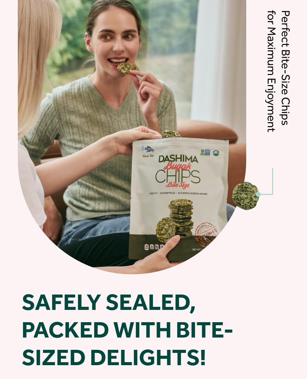 C-Weed Snack Dashima Bugak Bite Size Seaweed Chips 5.29oz | Low Calorie Korean Seaweed Snacks | Vegan & Gluten-Free | Healthy Crispy Seaweed Chips for Adults & Kids | Perfect for Office Snacks, School Lunches & Movie Nights