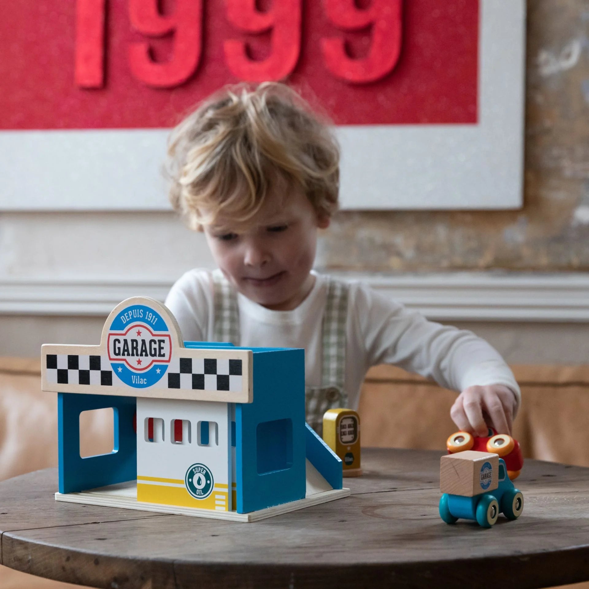 Vilac Vilacity Little Garage Toy Set - Wooden Car Parking Playset for Kids - Perfect for Pretend Play, Gift for Boys & Girls - Great for Home, Classroom & Playroom Fun