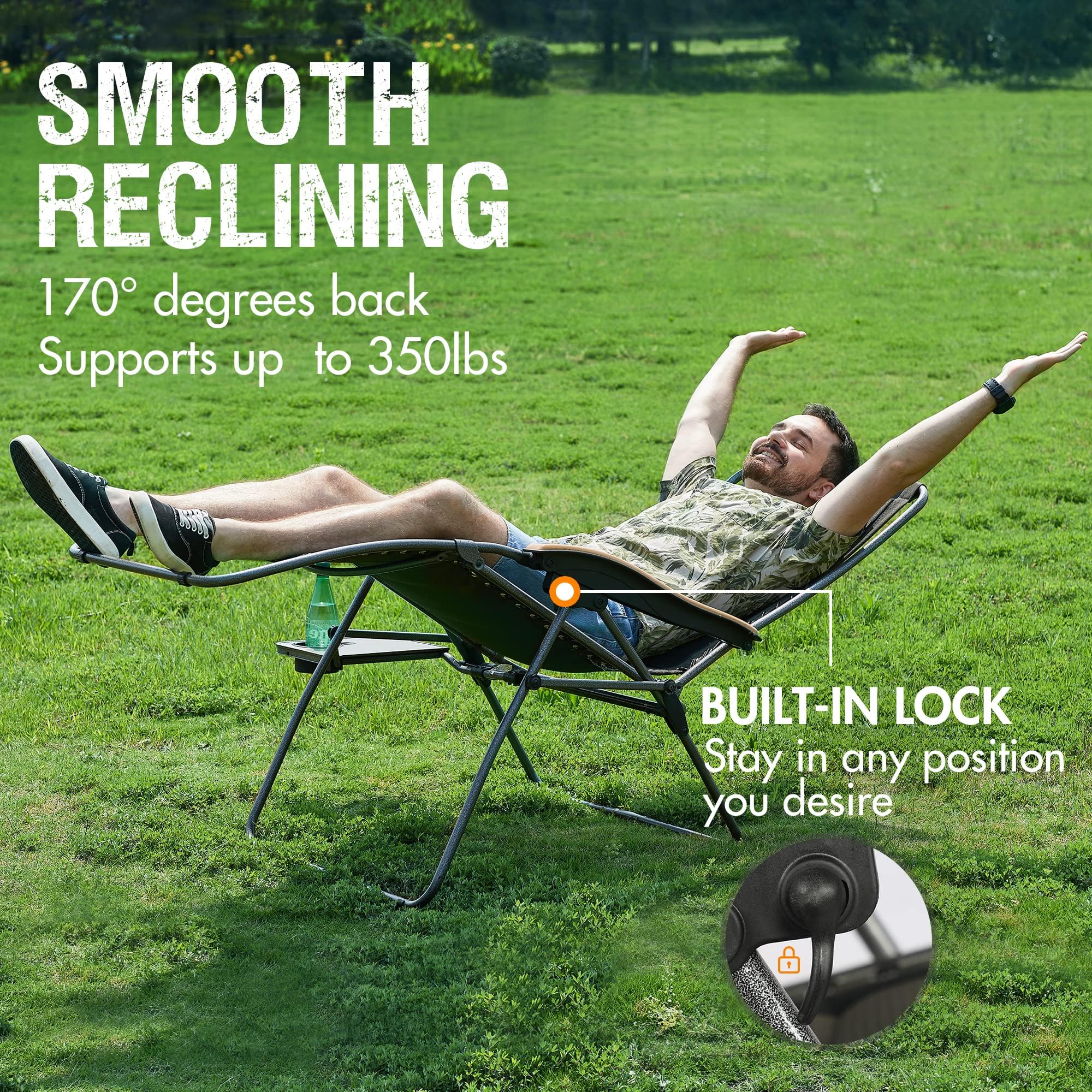 **XL Oversized Zero Gravity Reclining Patio Chair with Mesh Back - Heavy Duty 350lbs Capacity, Adjustable Pillows & Cup Holder - Perfect for Poolside, Backyard, Lawn, and Outdoor Relaxation**