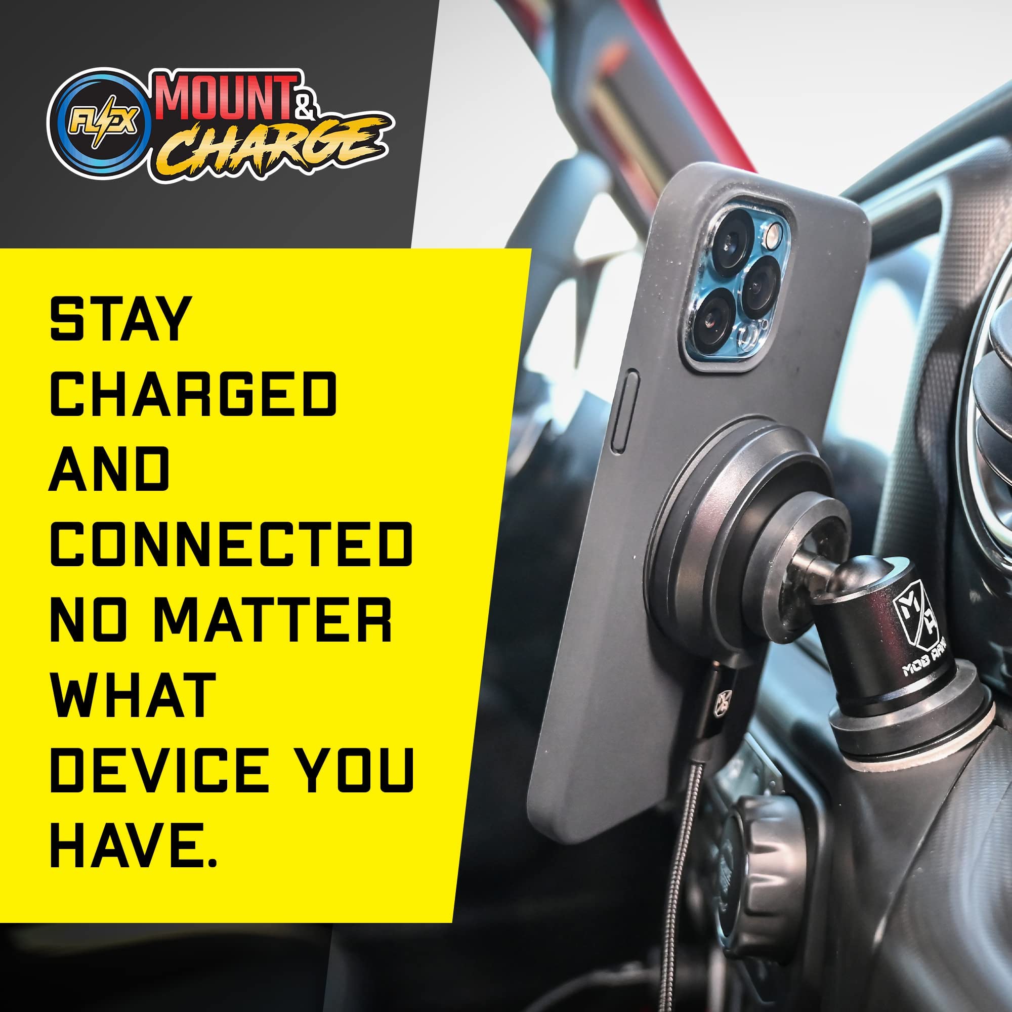 Mob Armor MobNetic Maxx Magnetic Phone Mount & Wireless Car Charger Kit - Compatible with iPhone & Android - Secure Hands-Free Charging for Driving, Commuting & Road Trips