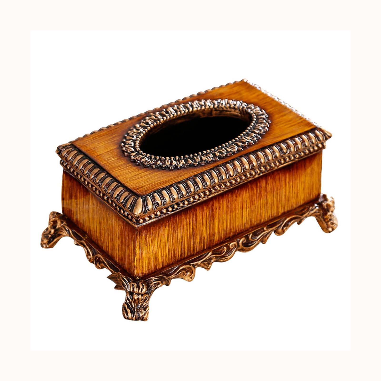European Style Handmade Resin Tissue Box Cover - Decorative Rectangular Facial Tissue Holder for Living Room, Bedroom & Bathroom Decor