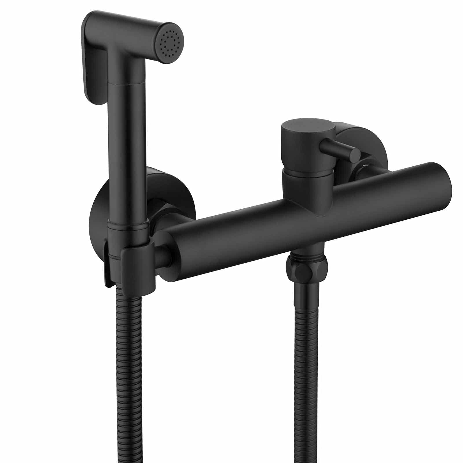 Handheld Bidet Sprayer for Toilet - Brass Angle Valve Diaper Sprayer with Hot & Cold Water - Perfect for Baby Cloth Diaper Cleaning & Toilet Hygiene (Black)
