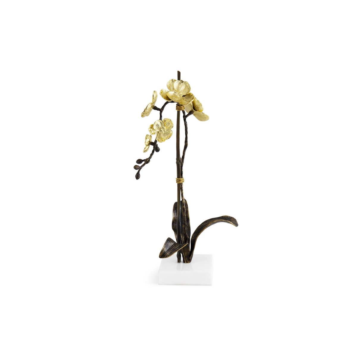 Elegant Gold Orchid Stem Sculpture - Handcrafted Home Decor for Living Room, Wedding Centerpiece, and Luxury Gift Ideas