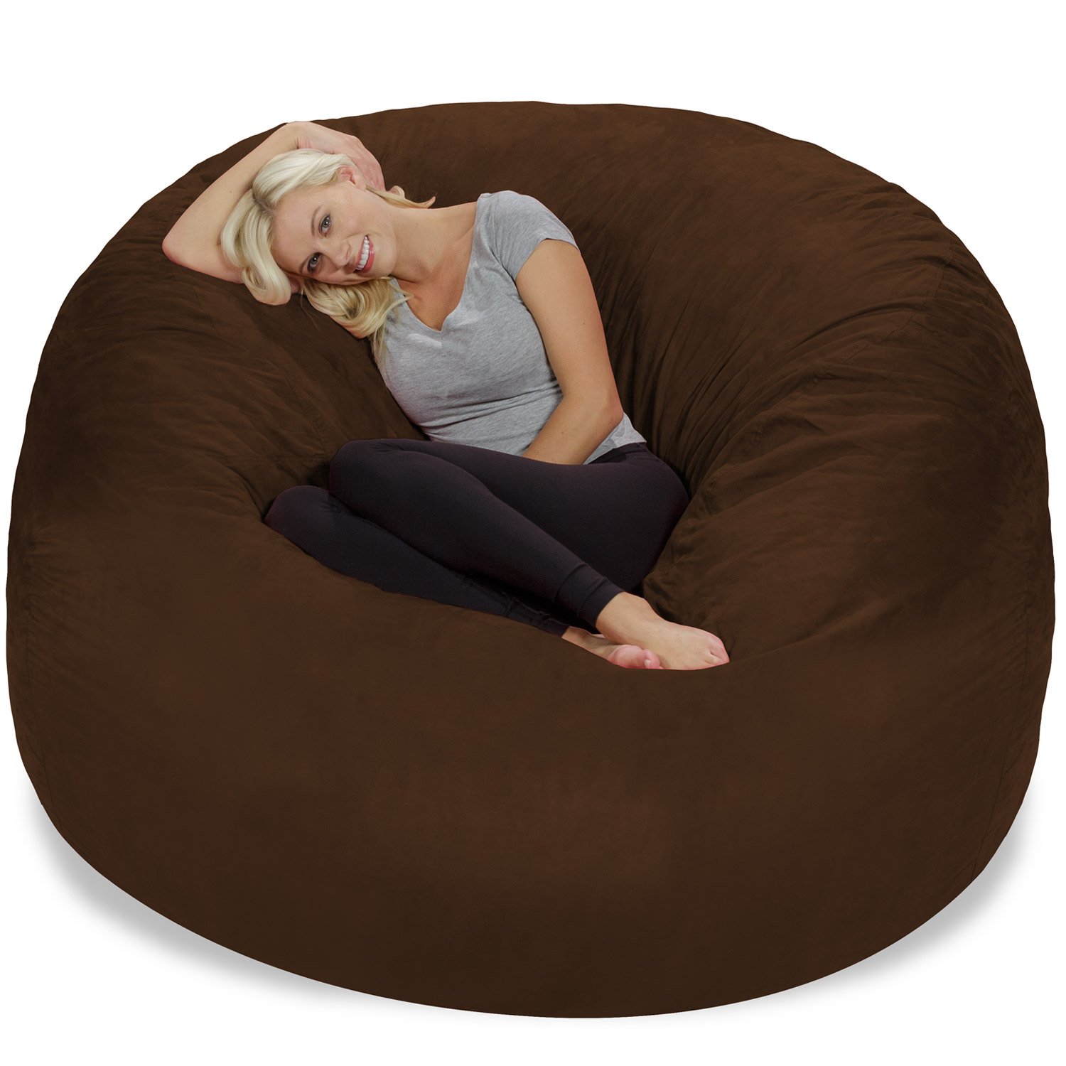 Chill Sack 6' Giant Memory Foam Bean Bag Chair - Oversized Sofa with Soft Microfiber Cover in Chocolate Brown | Perfect for Living Room, Game Room & Dorm Relaxation