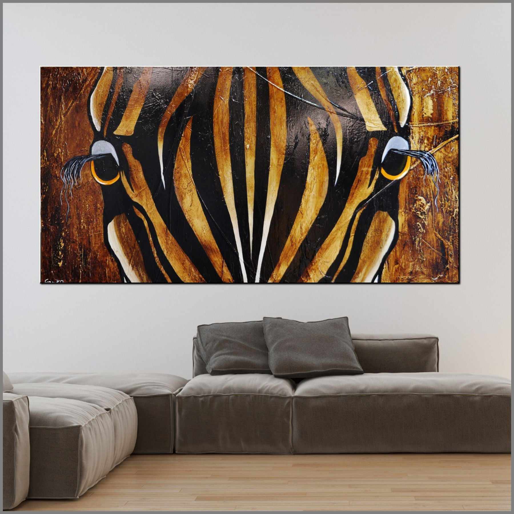 African Zebra Urban Pop Art Painting - 190cm x 100cm Modern Home Decor for Living Room, Bedroom & Office Wall Art | Khari (Like a King) Inspired Artwork