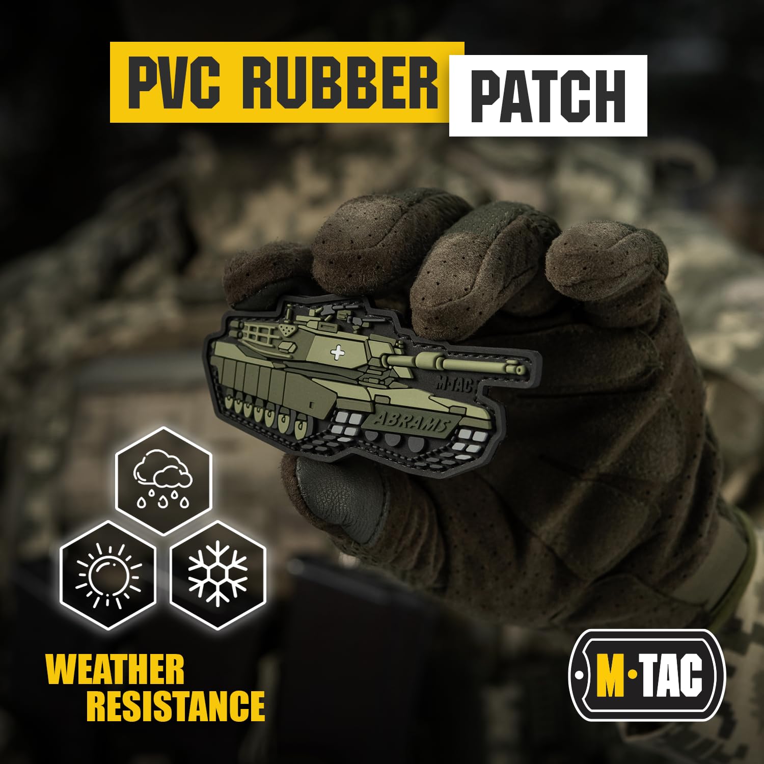 Tactical PVC Morale Patches for Vest, Backpack & Hat | M-Tac Military Hook & Loop Fastener Patch with American Symbols (Abrams Olive) - Perfect for Tactical Gear, Outdoor Adventures & Military Enthusiasts