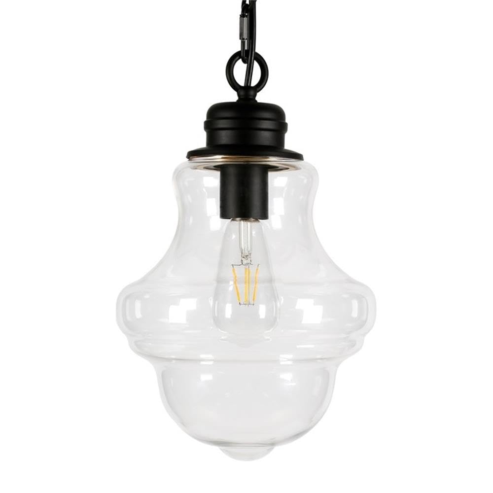 Henn&Hart 9 Inch Blackened Bronze Metal and Glass Pendant Light Fixture - Perfect for Dining Room, Kitchen Island, or Entryway Lighting