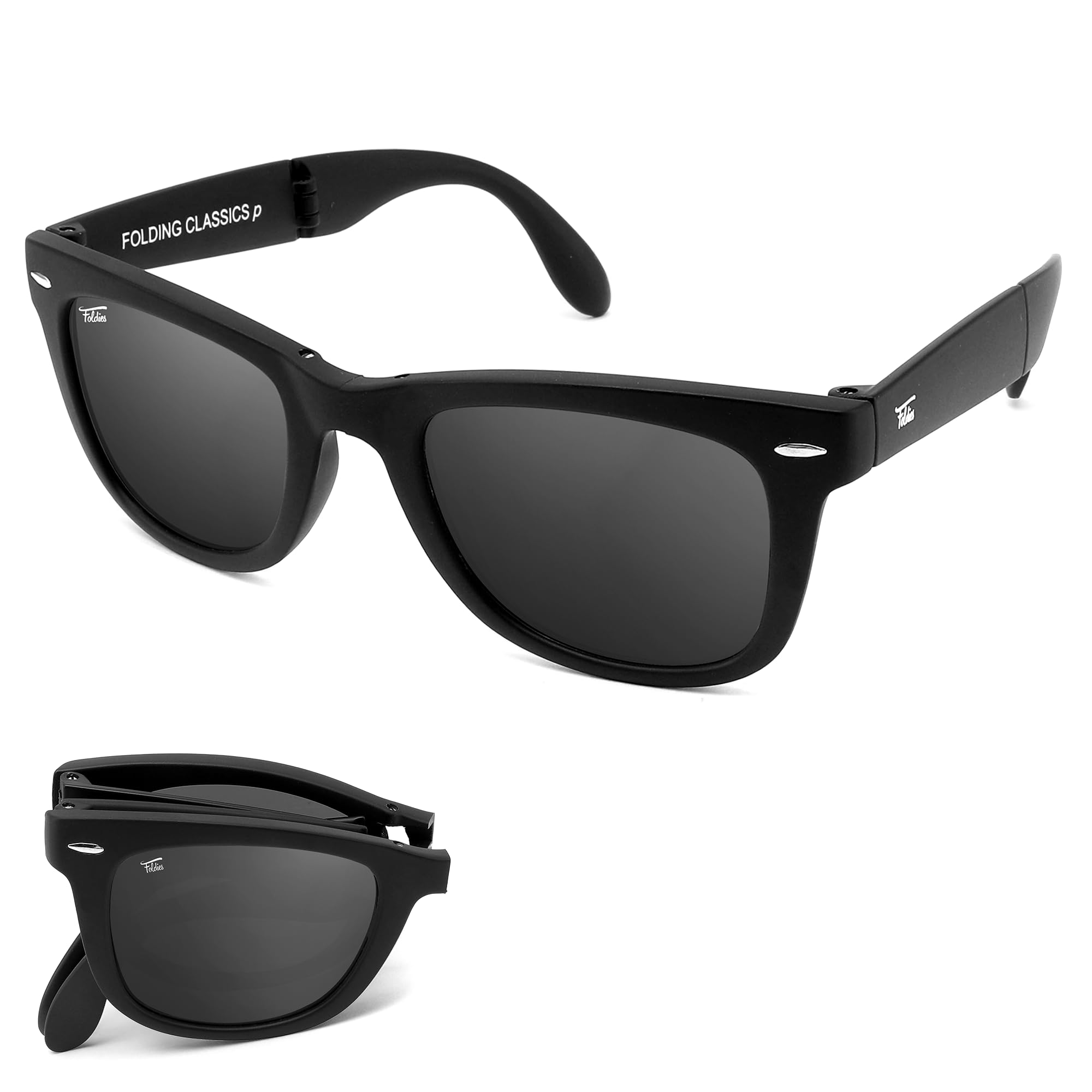 Polarized Folding Sunglasses for Men & Women - UV400, UVA/UVB Protection - Classic Style with Leather Case - Perfect for Travel, Driving & Outdoor Activities
