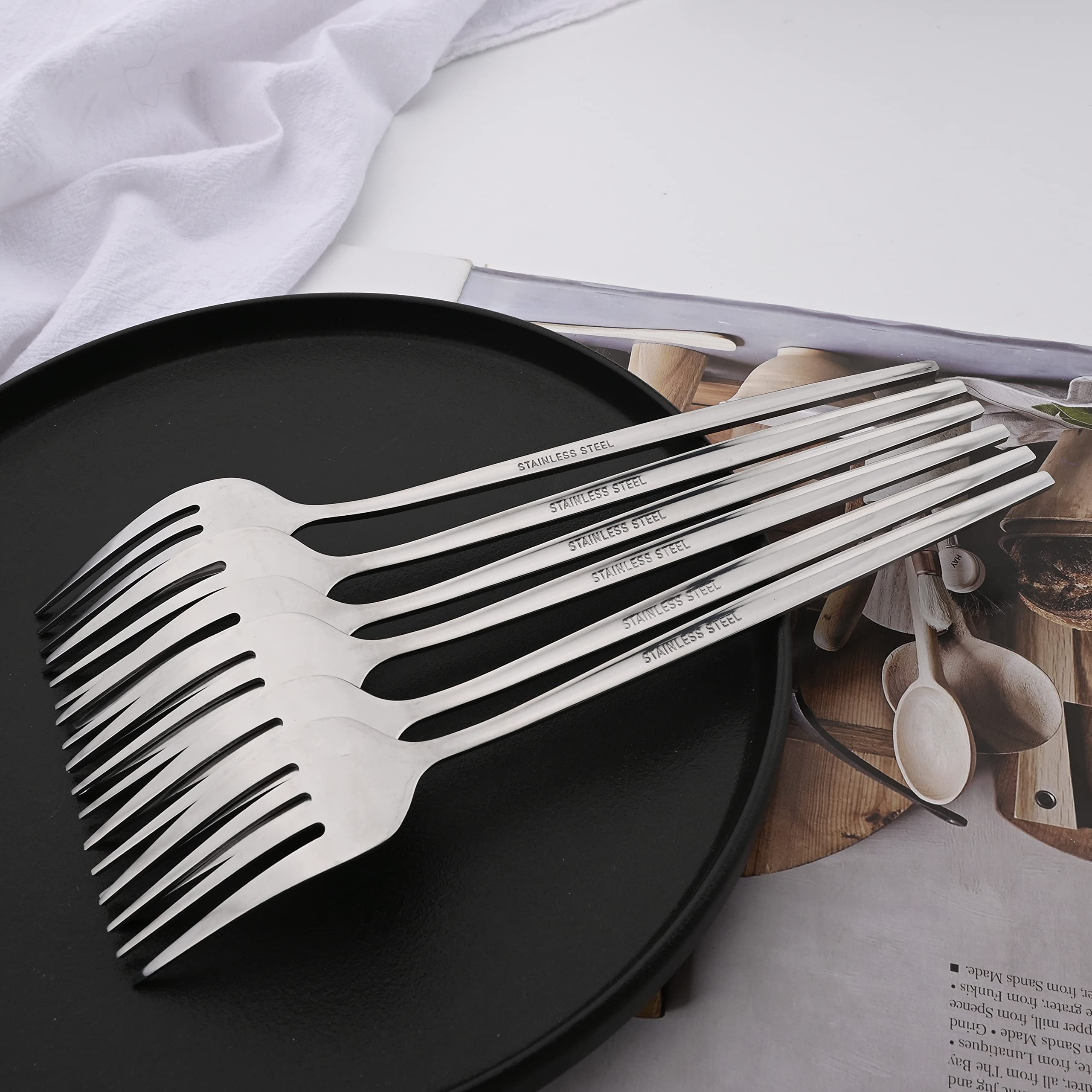 Premium 10-Piece Stainless Steel Dinner Forks Set - Food Grade 18/8 Silverware, Mirror Polished 8.5