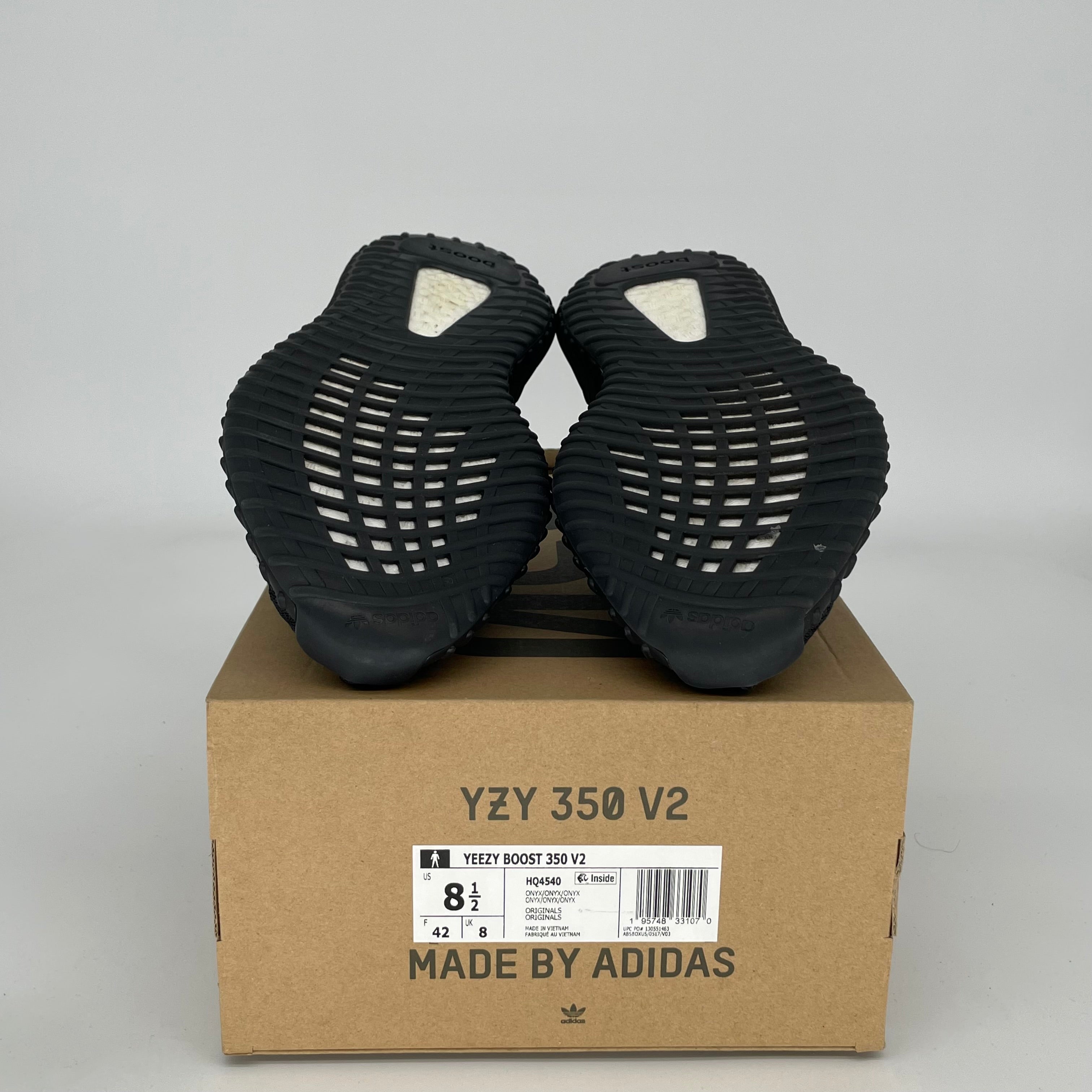Adidas Yeezy Boost 350 V2 Onyx Black Sneakers - Men's Size 8.5 (HQ4540) | Running Shoes, Gym Workout & Casual Streetwear Fashion