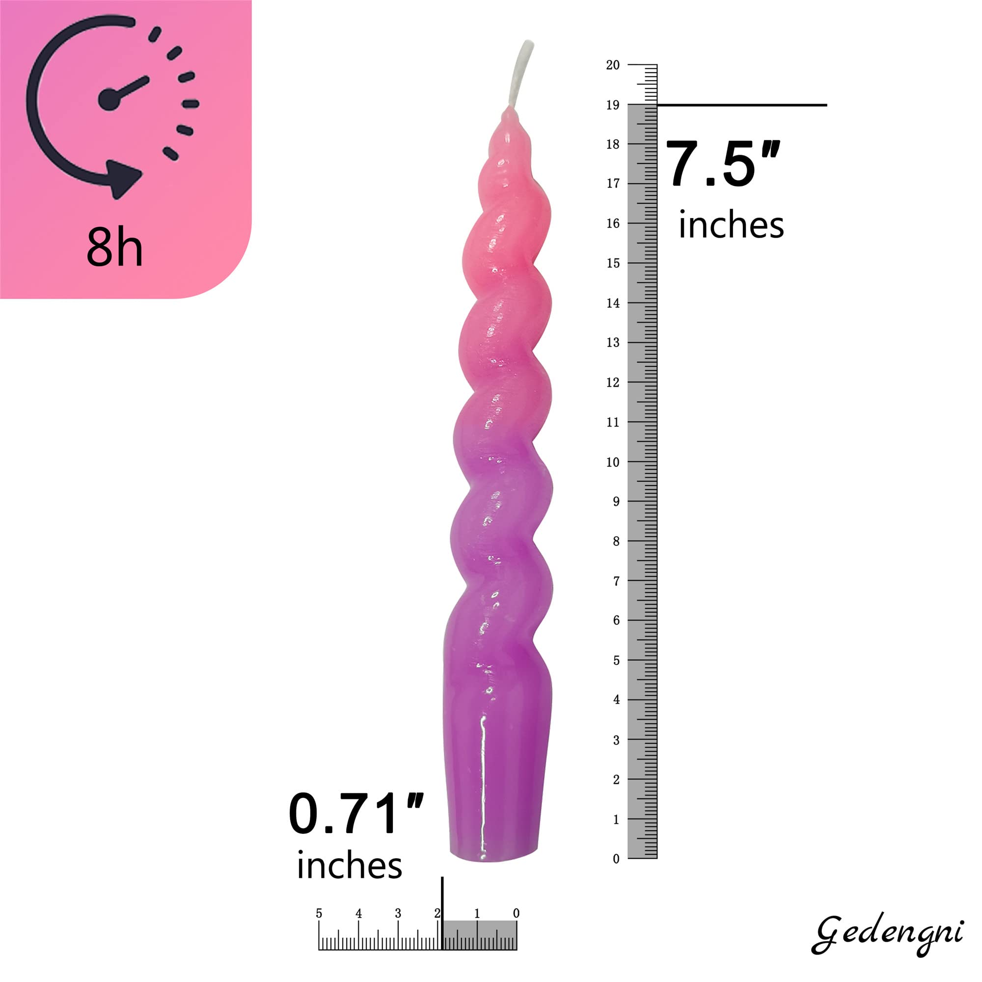 Handcrafted 7.5'' Purple Spiral Taper Candles - Unscented Twisted Wax Candlesticks for Wedding, Home Decor & Dinner Parties | Elegant Gift Idea for Special Occasions