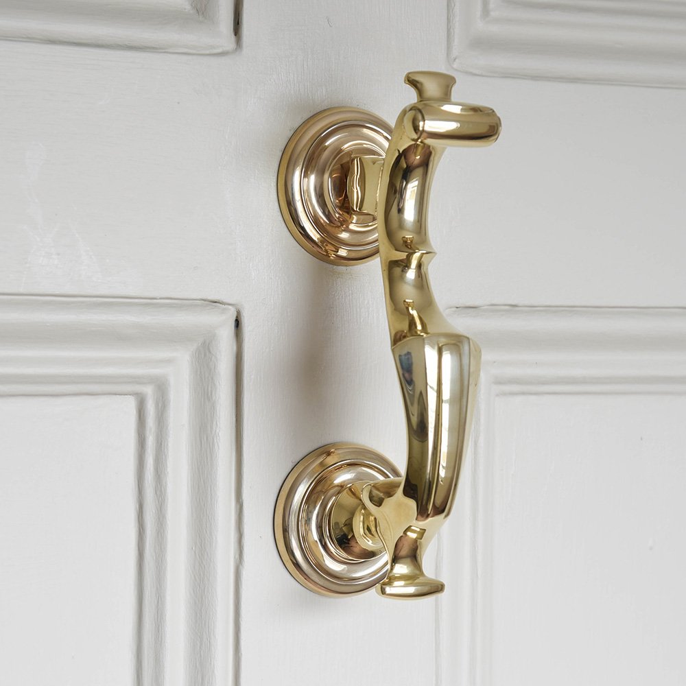 Vintage Polished Brass London Doctors Door Knocker - Classic & Elegant Entryway Decor for Traditional Homes & Historical Buildings