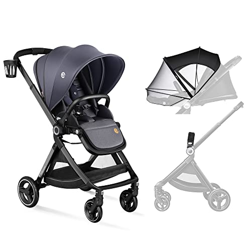ELITTLE EMU Lightweight Foldable Baby Stroller with Reversible Seat - Universal Car Seat Adapters & Insect Net Included - Perfect for Newborns, Infants & Toddlers - Ideal for Travel, Shopping & Outdoor Walks