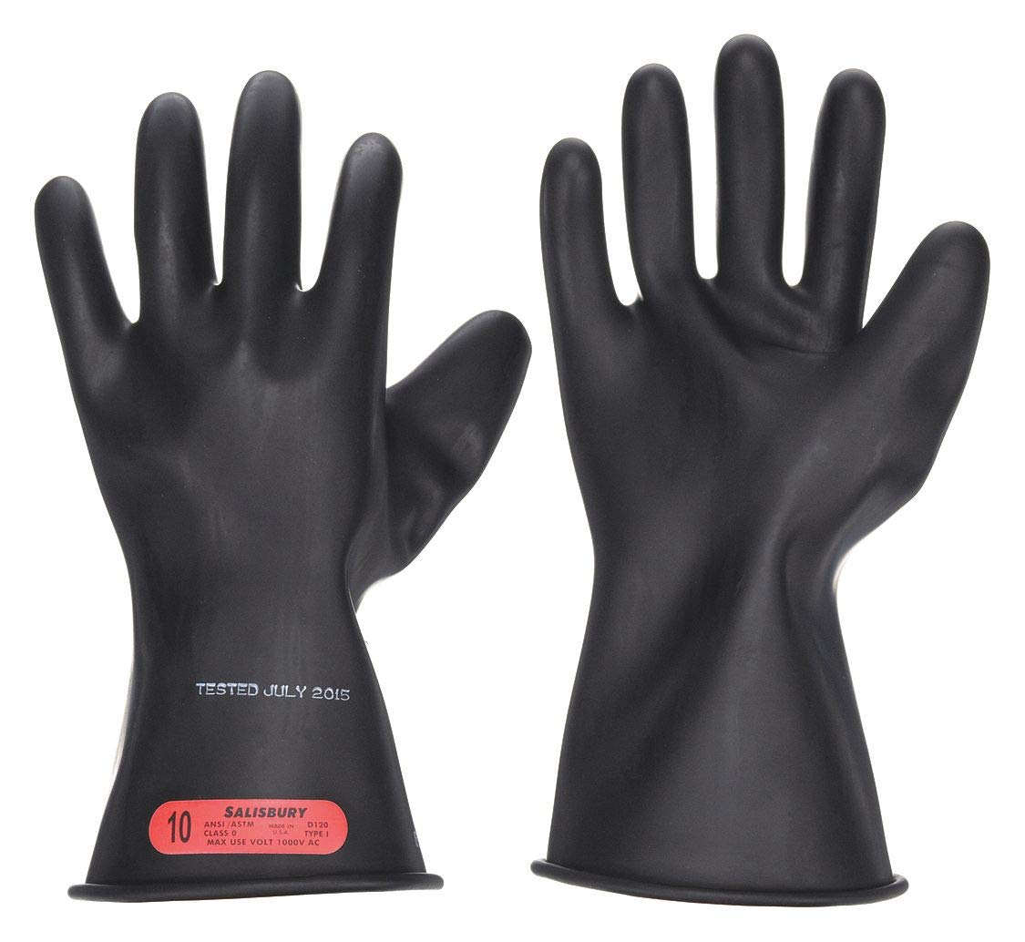 Salisbury Class 0 Electrical Safety Gloves - Size 9.5 - Insulated Rubber Gloves for Electricians & Linemen - Perfect for High Voltage Work & Electrical Maintenance