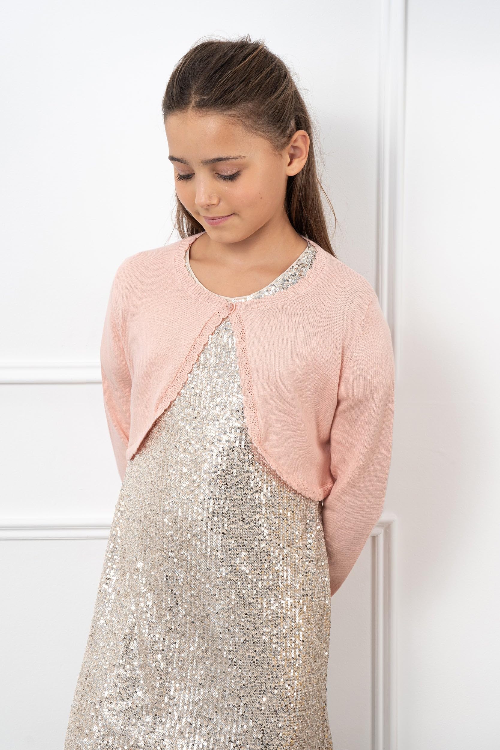 Black Butterfly Girls Long Sleeve Knitted Bolero Shrug for Kids - Warm & Stylish Cardigan for School, Party, and Special Occasions