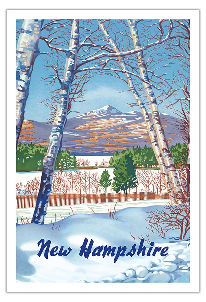 Vintage 1950s New Hampshire Presidential Range White Mountains Travel Poster - Fine Art Matte Paper Print 30x44in (Unframed) - Perfect for Home Decor, Office Wall Art & New England Travel Enthusiasts
