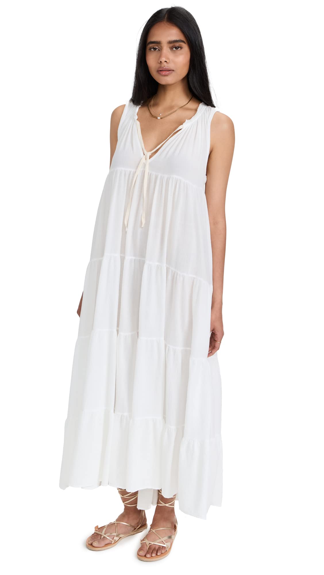 9seed Women's Lighthouse Beach Tier Maxi Dress - Flowy Summer Long Dress with Pockets for Vacation, Pool Party, and Casual Outings