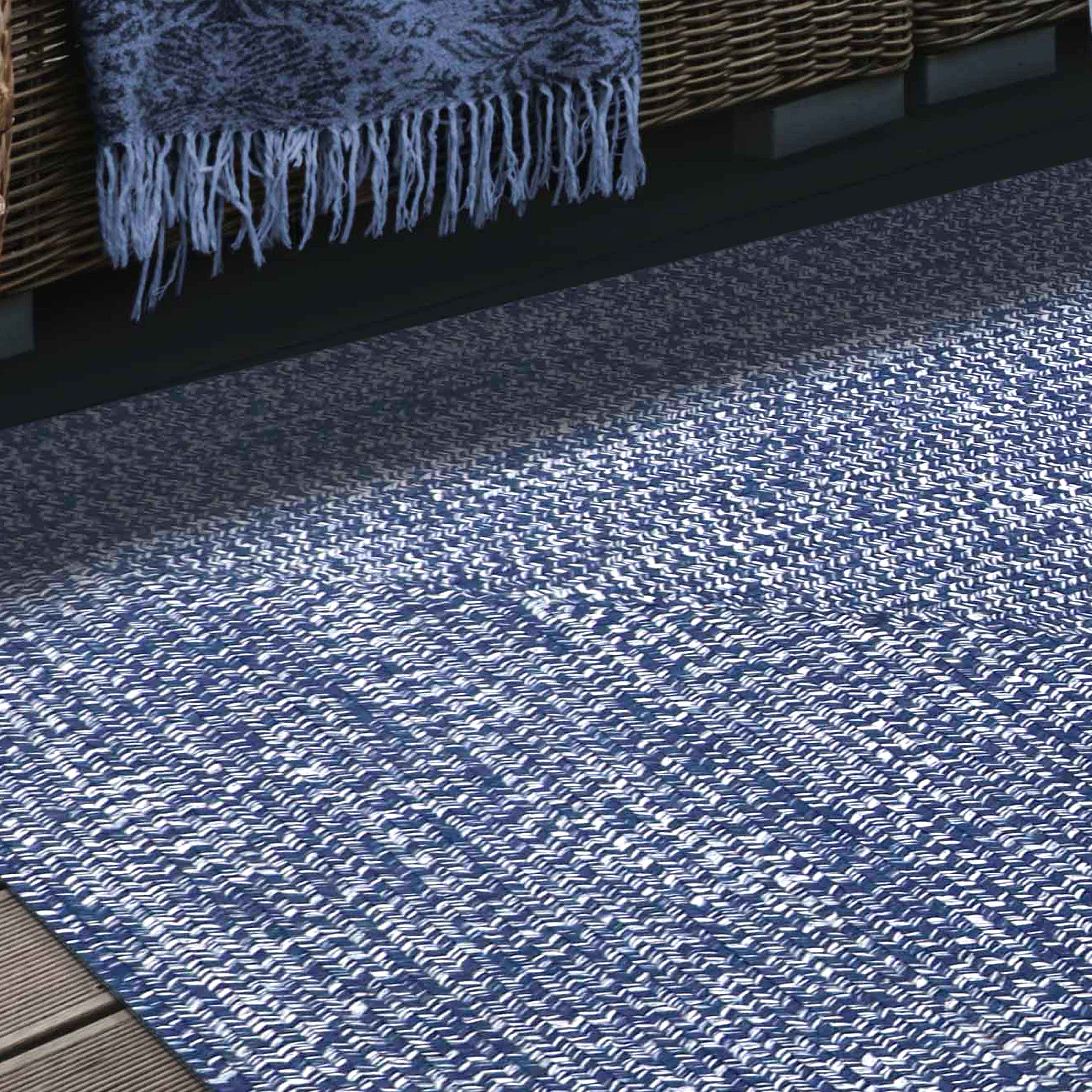 Bohemian Two-Tone Braided Area Rug - Soft Indoor/Outdoor Carpet for Living Room, Bedroom, Patio & Deck - Non-Slip Floor Mat for Home Decor