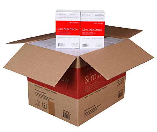 Daxwell Slim Plastic Milk Straws - 12,000 Count (24 Boxes of 500) | 5.75