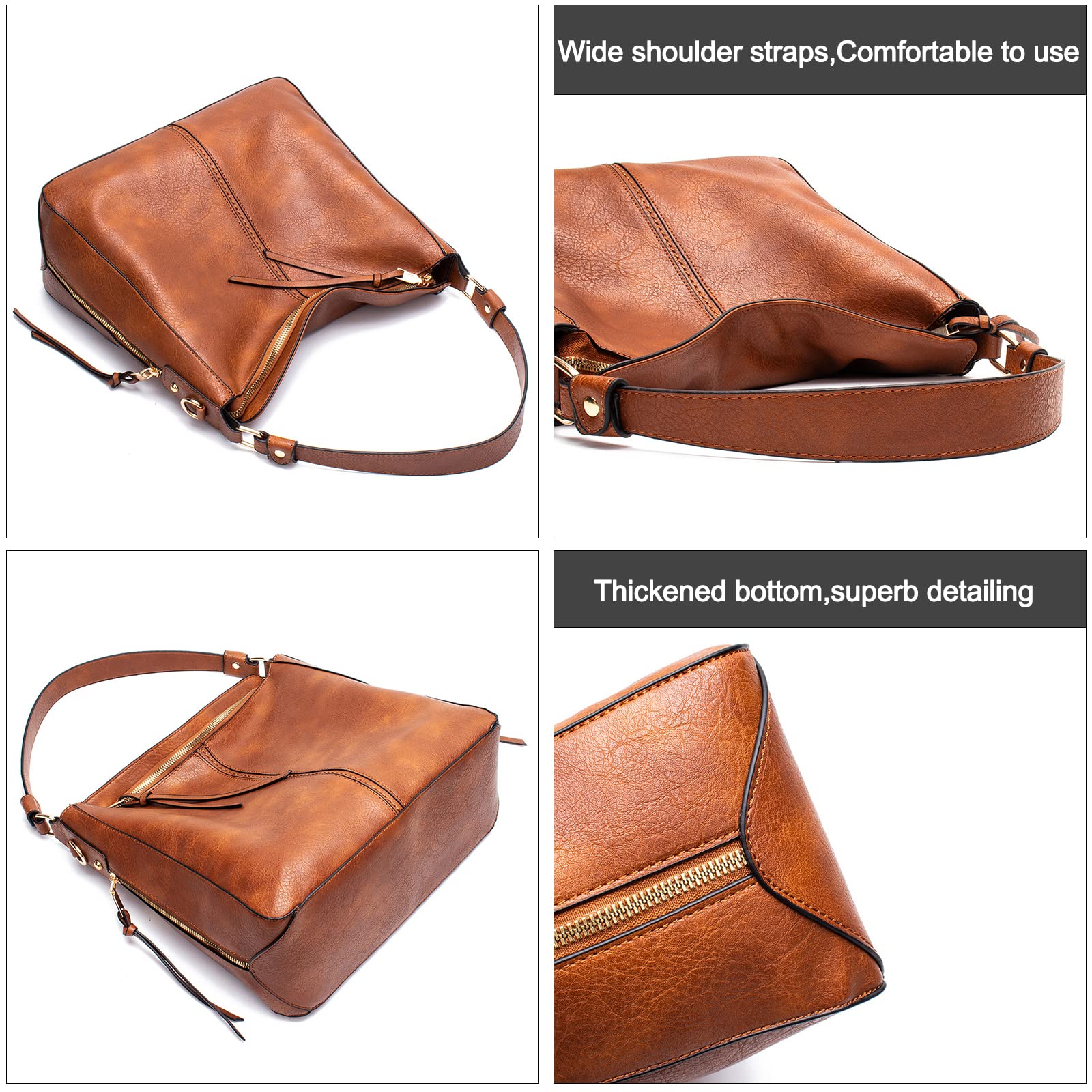 VODIU Women's PU Leather Tote Bag - Large Crossbody Shoulder Bag with Adjustable Strap, Fashion Hobo Purse for Work, Travel & Shopping