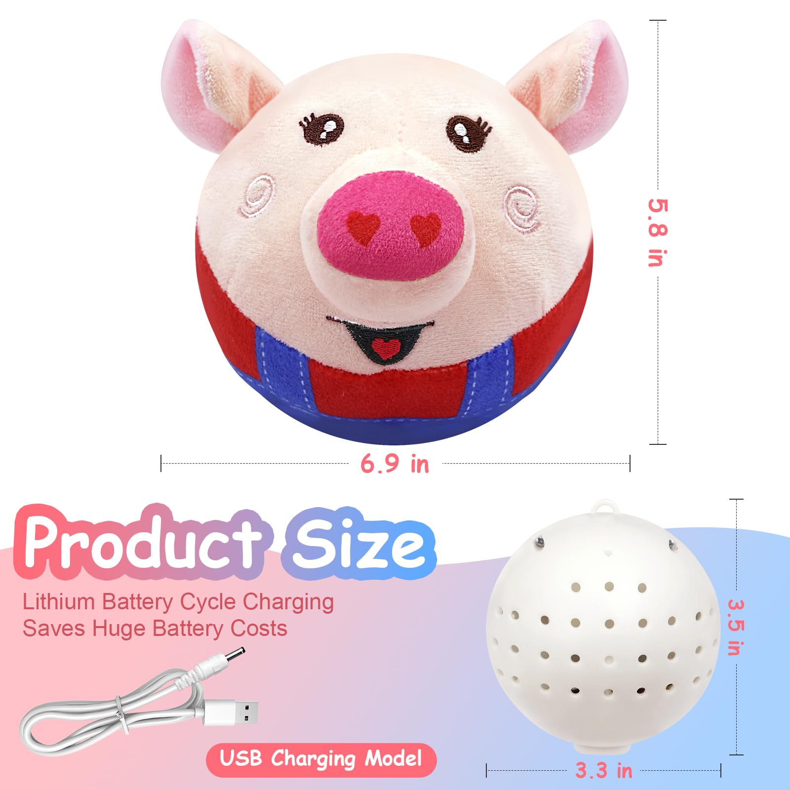 Interactive Squeaky Dog Toys with Automatic Rolling, Jumping & Wiggling - Washable Chew Plush Toys for Small, Medium & Large Dogs - Keep Pets Entertained Indoors & Outdoors - Perfect for Boredom Relief, Training & Playtime
