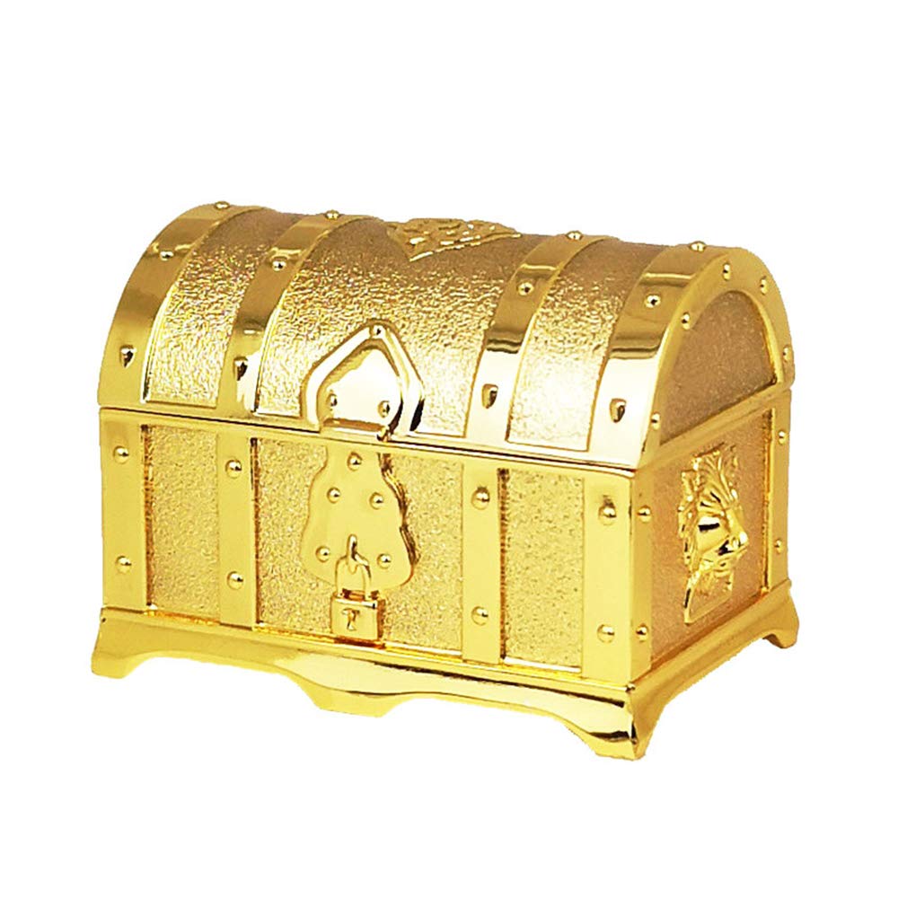 Vintage Metal Jewelry Box - Rectangle Treasure Chest Trinket Organizer for Rings, Necklaces & Accessories | Elegant Gift for Women, Ladies & Girls | Perfect for Bedroom Vanity, Travel & Wedding Jewelry Storage