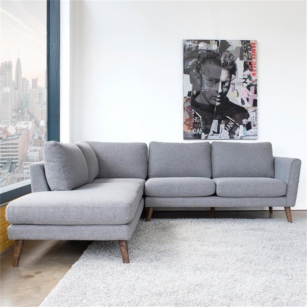Pemberly Row Microfiber Left-Facing L-Shaped Corner Sectional Sofa - Gray Modern Living Room Furniture for Small Spaces & Apartment Decor