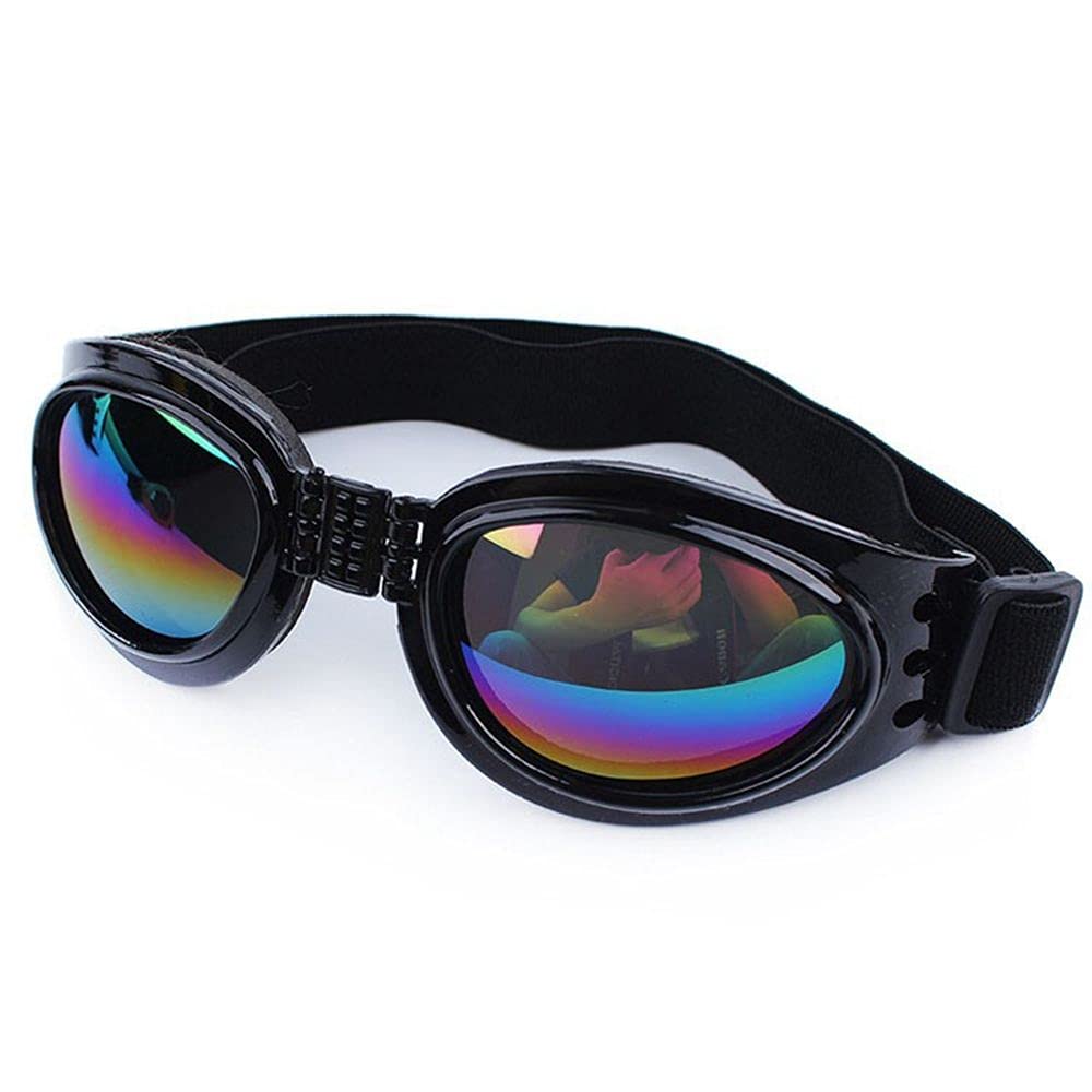 UV Protection Dog Sunglasses for Small Medium Large Breeds - Waterproof Windproof Pet Eyewear for Outdoor Activities - Foldable Cat Glasses for Hiking, Beach & Car Rides (Black)