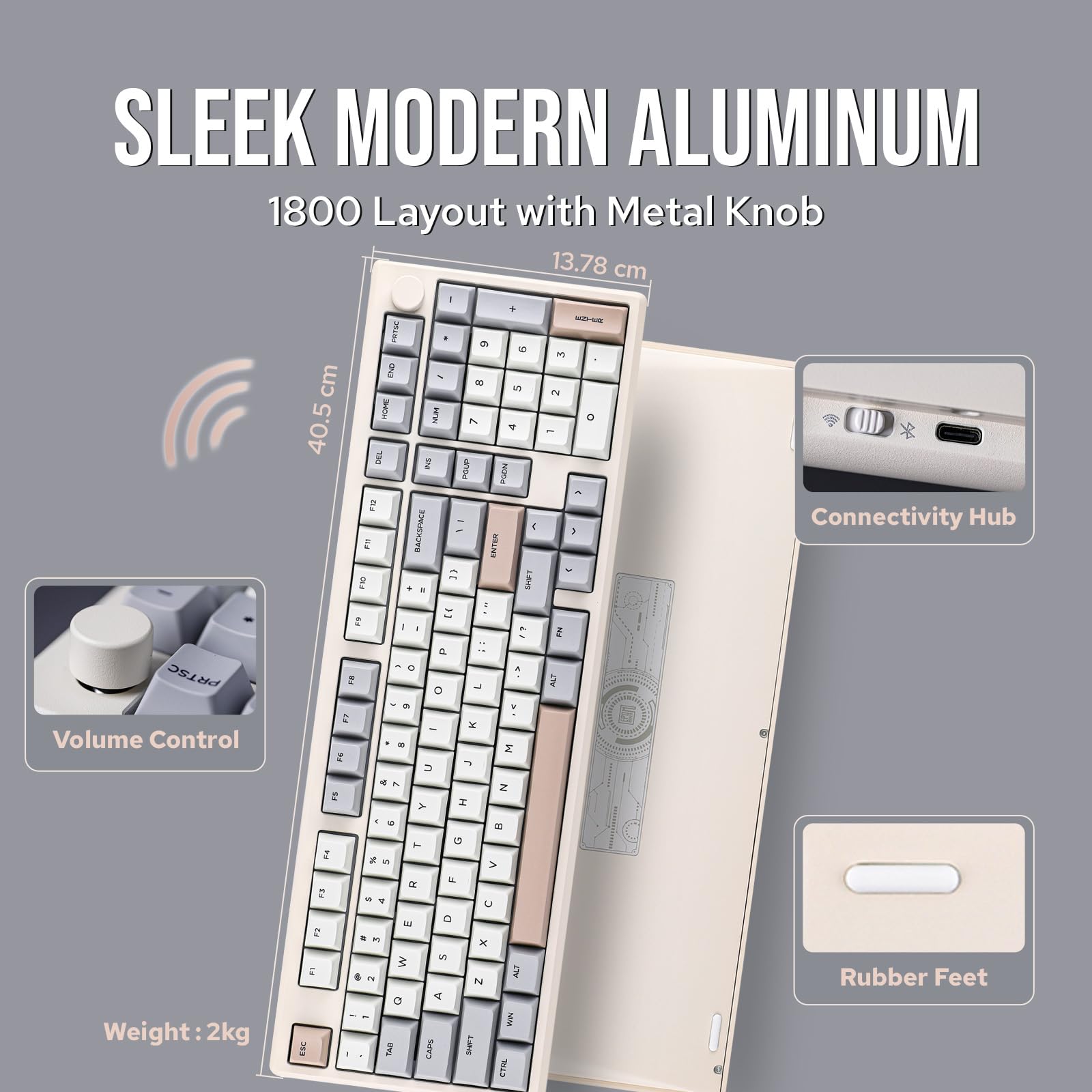 EPOMAKER Galaxy100 QMK/VIA Wireless Mechanical Gaming Keyboard - Aluminum Frame, Bluetooth 5.1/2.4GHz/USB-C, Hot-Swappable Linear Switches, RGB Backlit (Creamy White) | Perfect for Esports, Office Work & Streaming Setup