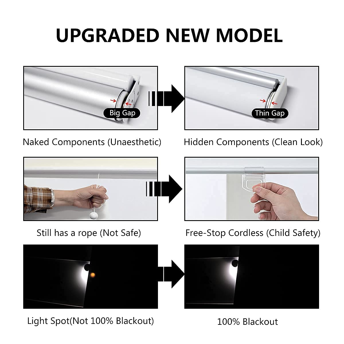 **Persilux 100% Blackout Roller Shades - Cordless Window Blinds for Thermal Insulation - Inside/Outside Mount - Perfect for Living Room, Bedroom & Home Office (24