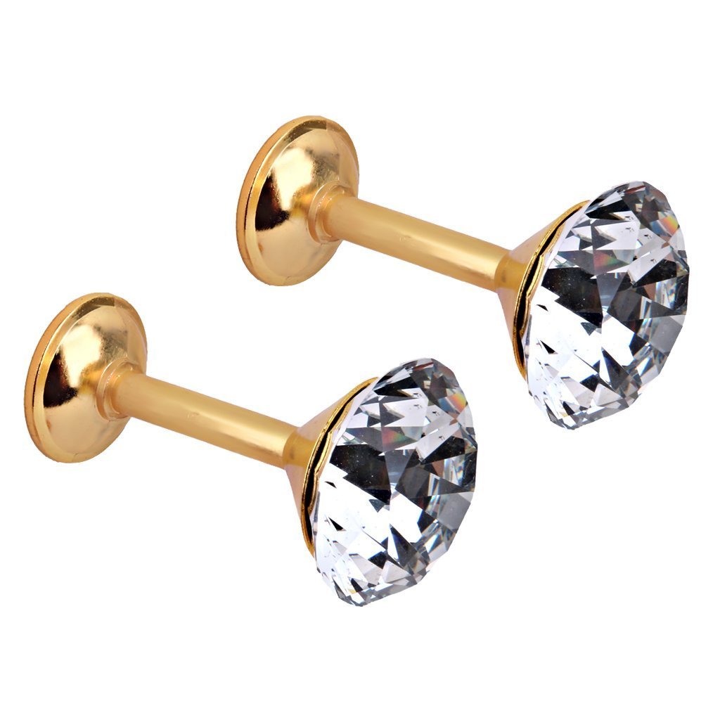 1 Pair Simple Design Diamond Crystal Curtain Hooks - Gold Wall Holdbacks for Drapes & Curtains, Decorative Tiebacks for Living Room, Bedroom, and Window Decor
