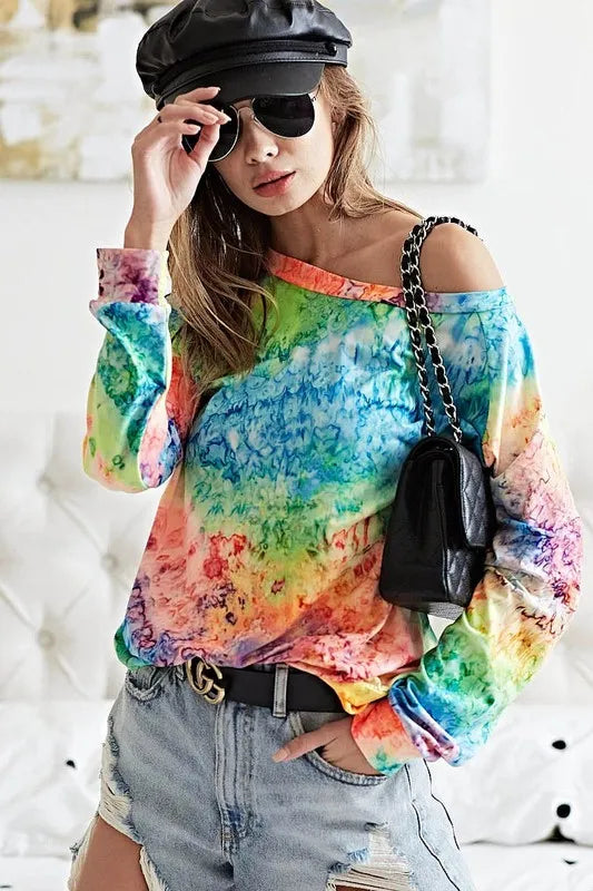 BiBi Tie Dye Soft Knit Jersey T-Shirt for Women | Comfortable Casual Tee | Perfect for Summer Outfits, Beach Days & Weekend Wear