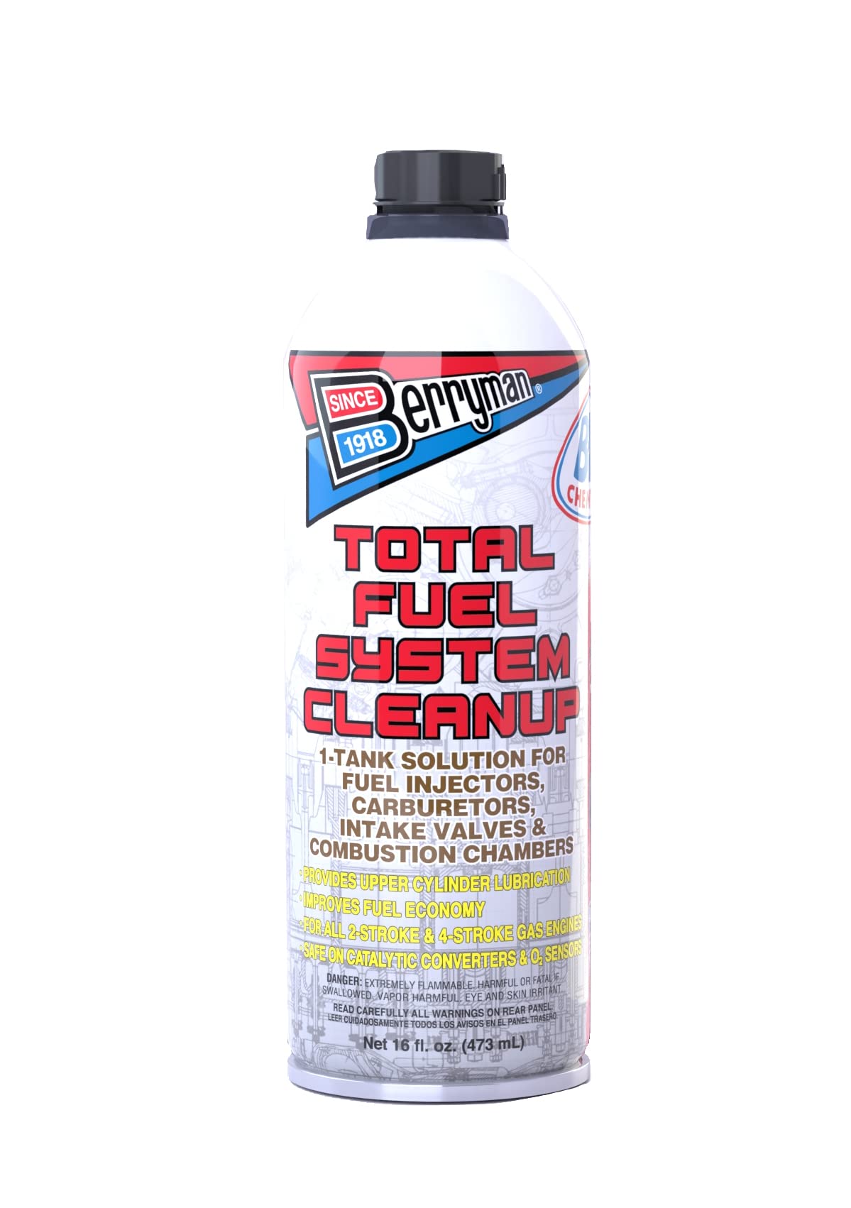Berryman 2616 B-12 Chemtool Total Fuel System Cleaner - 16 oz Fuel Additive for Cars, Trucks & Motorcycles - Removes Deposits, Improves Performance - Easy Pour Metal Can - Use for Regular Maintenance or Before Emissions Testing
