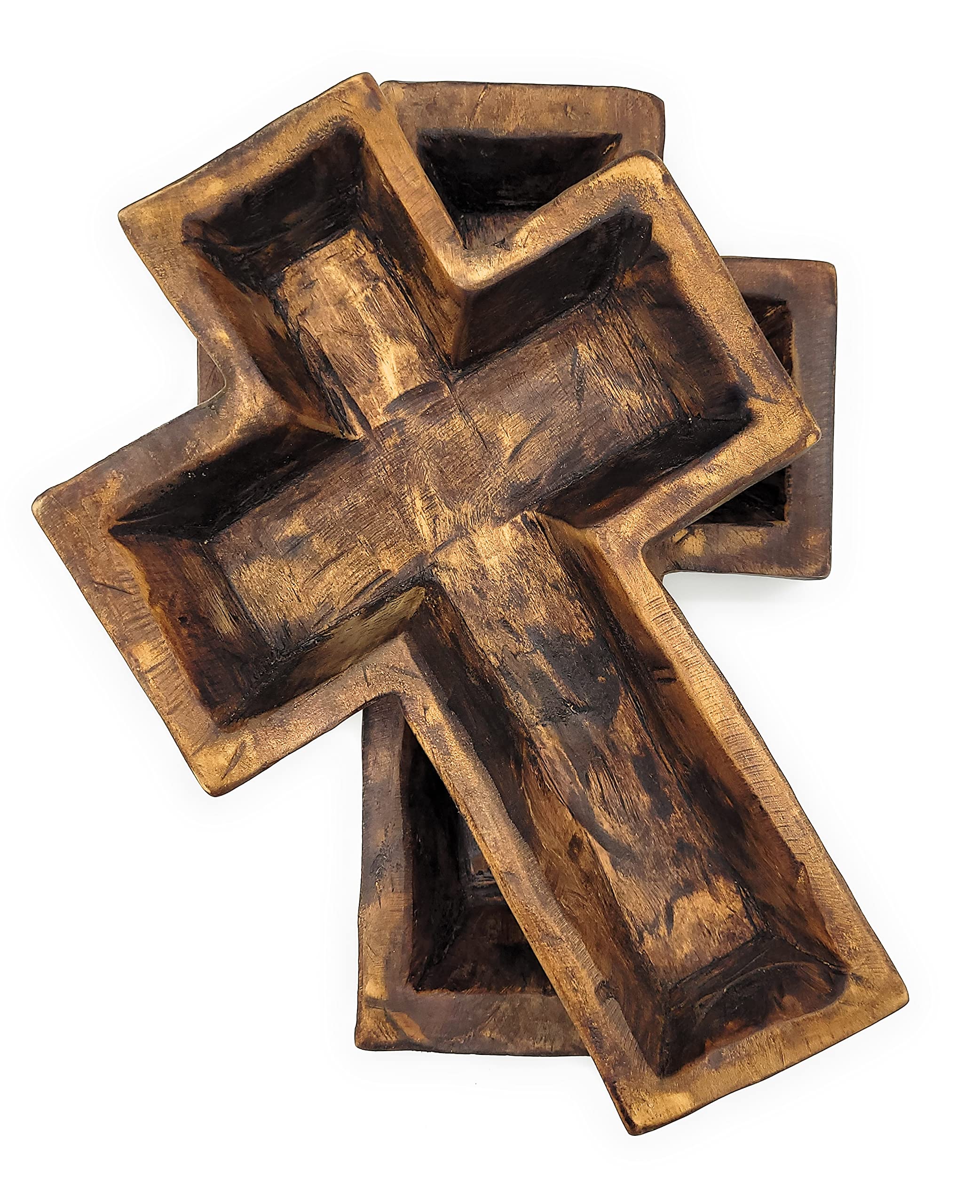 Handcrafted Large Wooden Cross Dough Bowl - Rustic Farmhouse Decor for Bread Serving, Centerpiece, Wedding & Home Decor