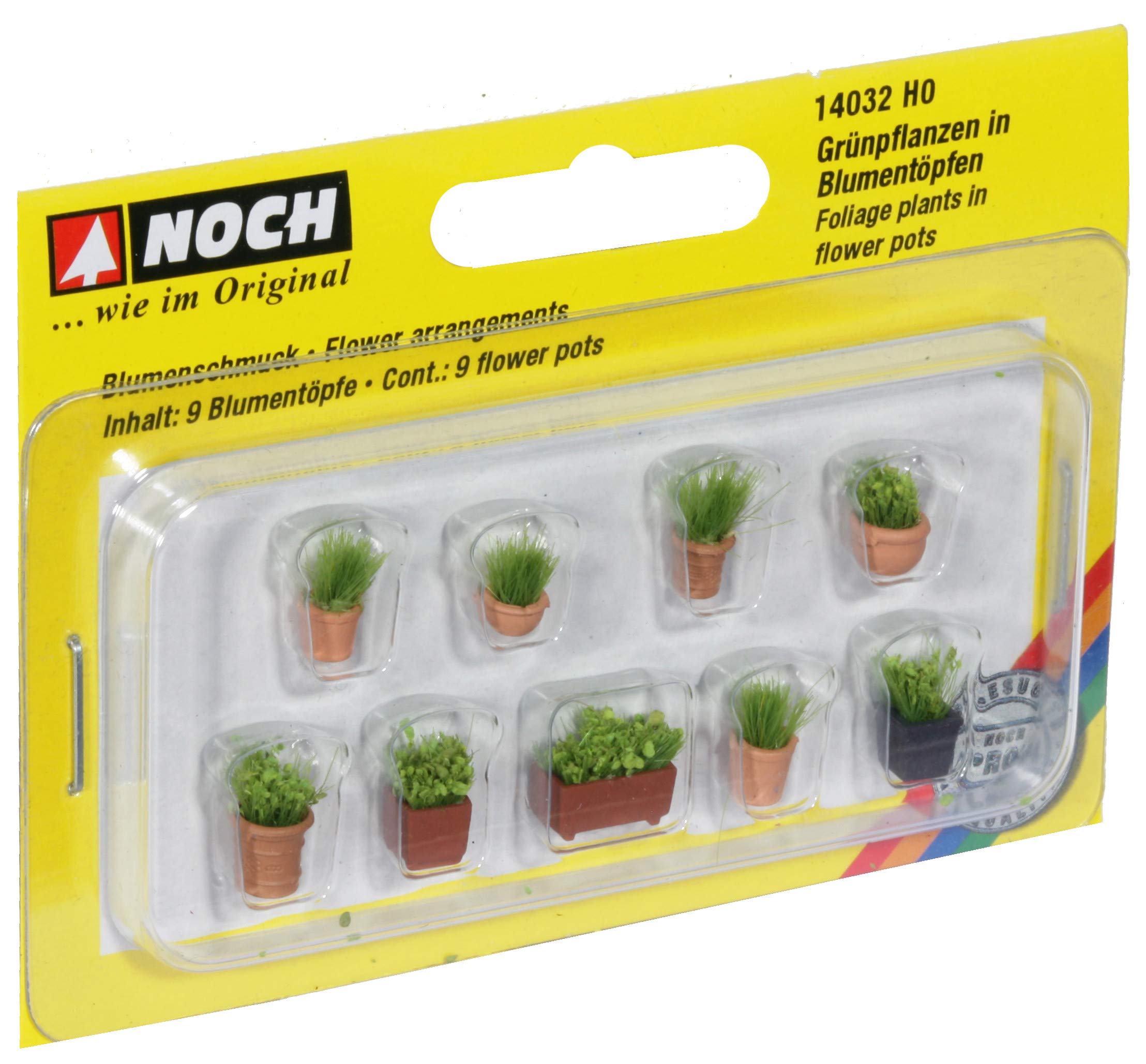 Noch 14032 Realistic Foliage Plants in Pots - Miniature Landscape Modeling for Train Sets, Dioramas & Architectural Models - Perfect for HO Scale Scenery & DIY Craft Projects
