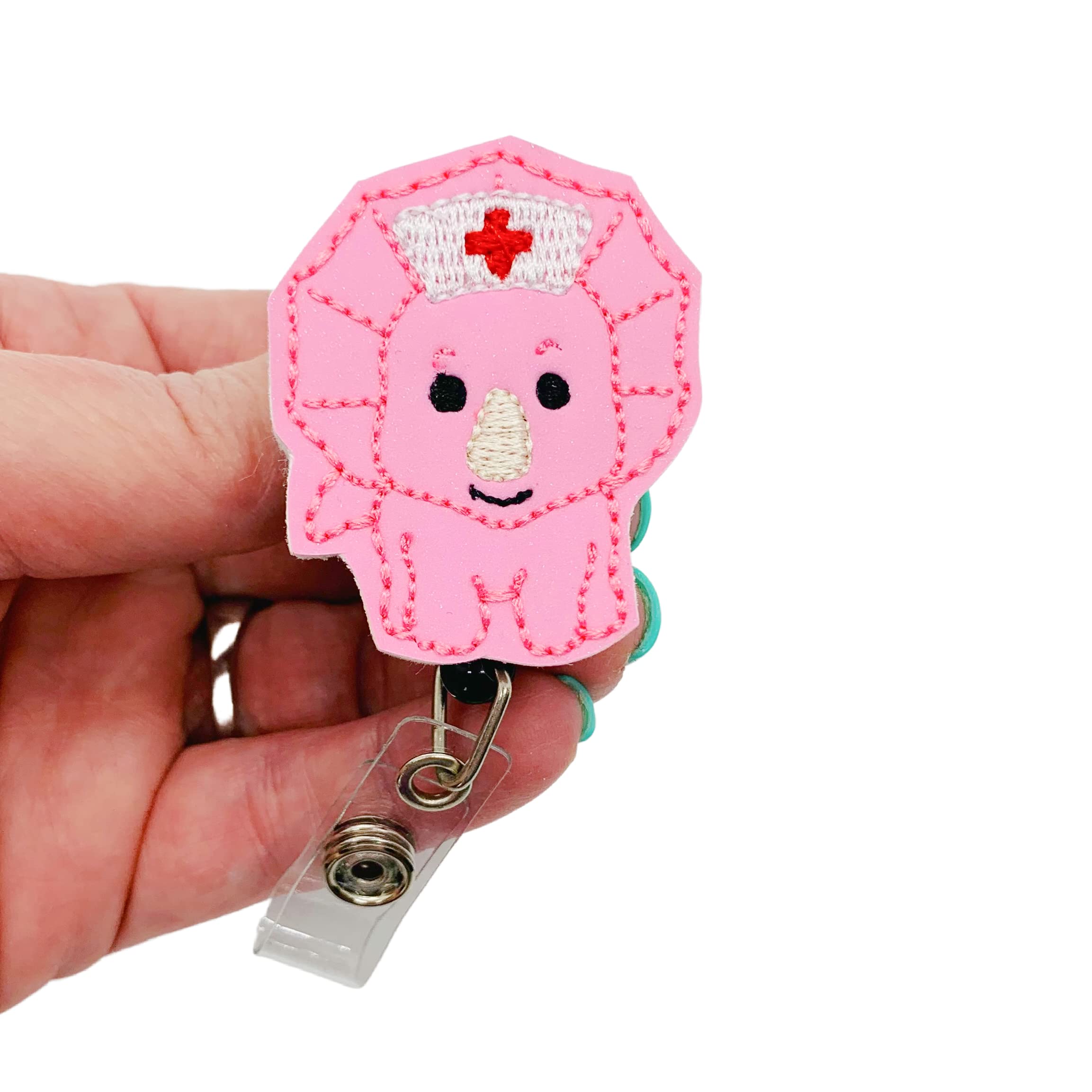 Dinosaur Nurse Badge Reel - Retractable ID Holder for RNs & Healthcare - Perfect for Hospitals & Clinics