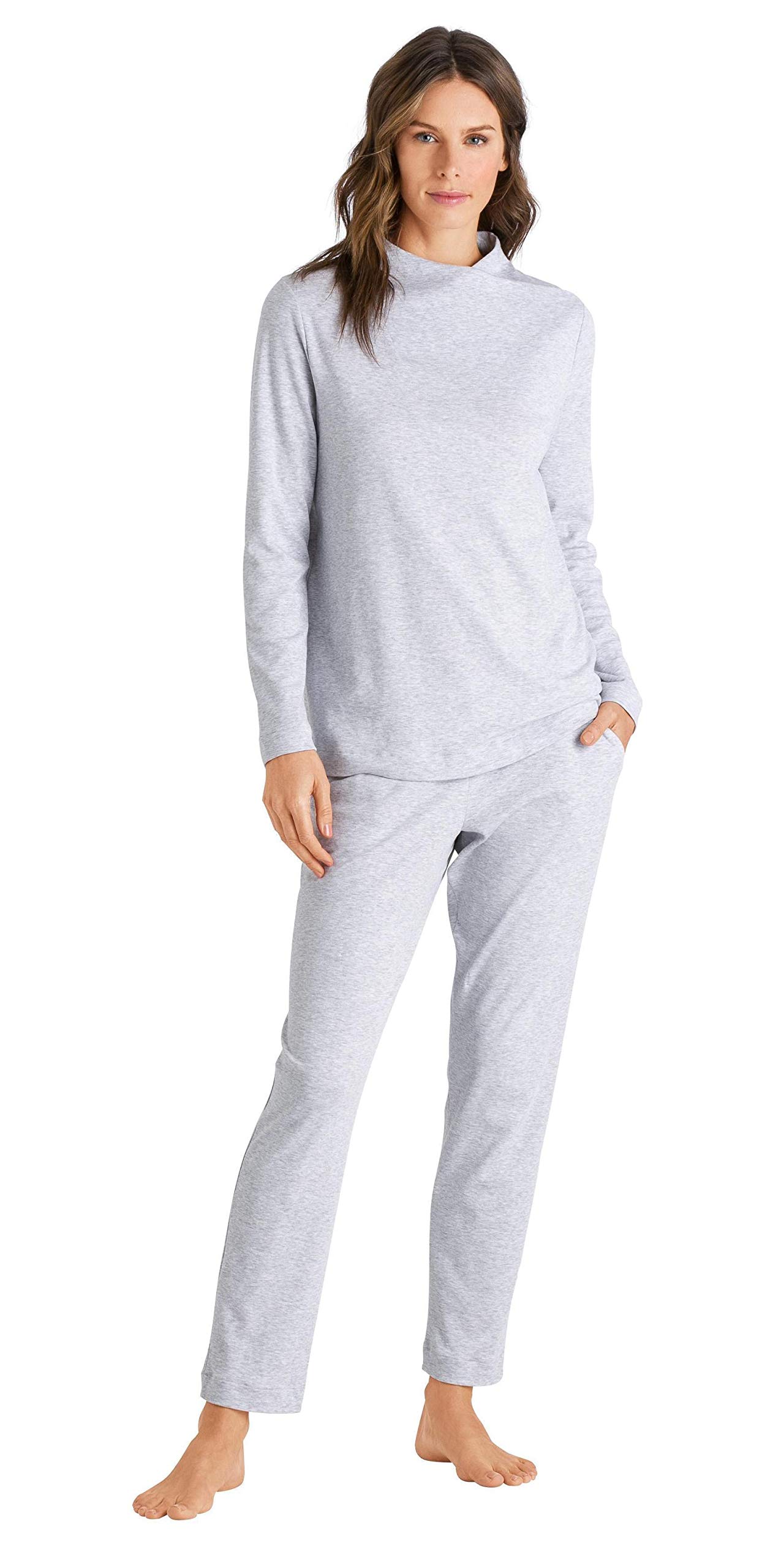 HANRO Women's Luana Long Sleeve Pajama Set - Soft Cotton Sleepwear for Women, Comfortable Nightwear Loungewear - Perfect for Sleeping, Relaxing at Home & Cozy Evenings