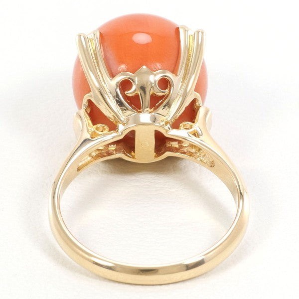 18K Yellow Gold Coral Ring for Women - Elegant Handmade Jewelry Gift for Birthday, Anniversary & Valentine's Day - Perfect for Beach Weddings & Summer Fashion Accessories