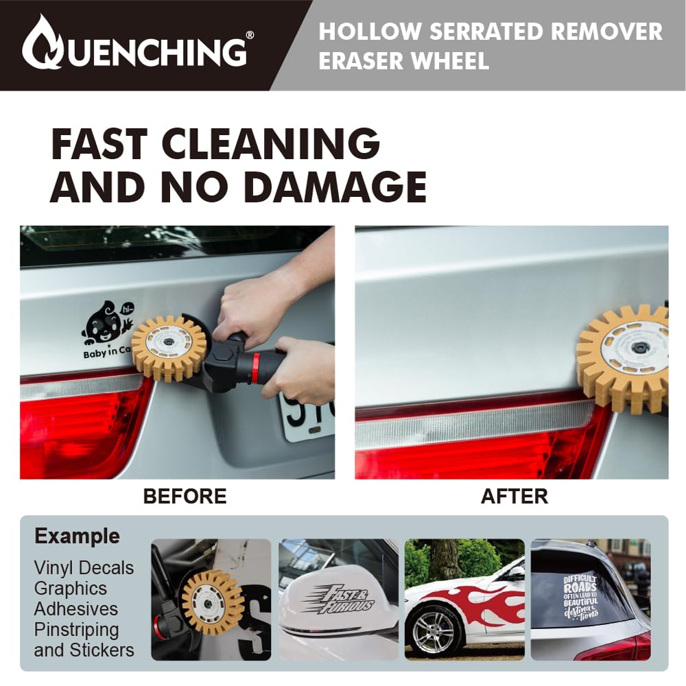 2-Pack Serrated Decal Remover Eraser Wheels - Vinyl Sticker & Adhesive Remover for Cars, Auto Body & Metal - Compatible with Grinders - Perfect for Removing Emblems, Decals & Stubborn Glue Residue (Great for Auto Detailing & DIY Projects)