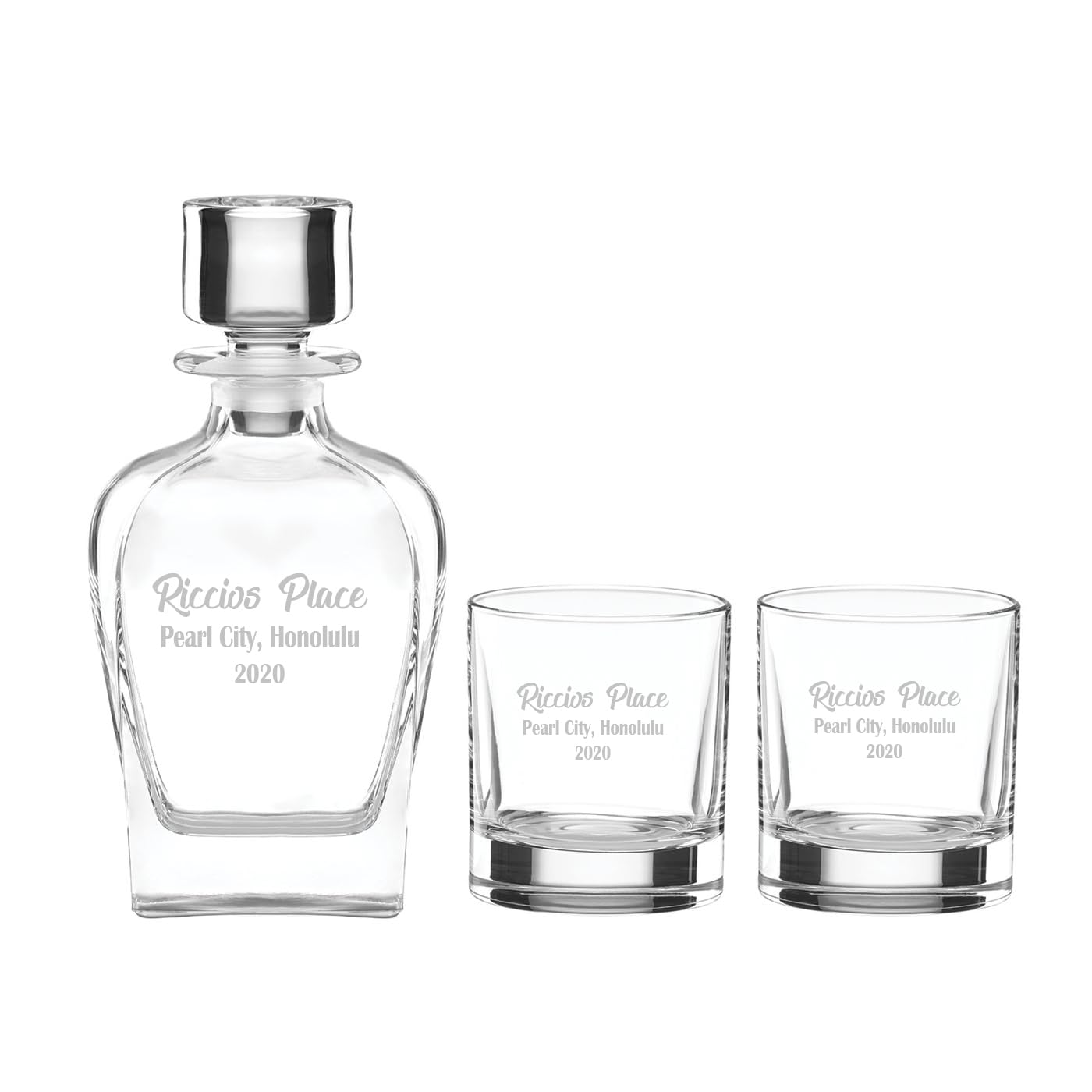 Lenox Tuscany Classics Personalized Crystal Whiskey Decanter Set with 2 Engraved Glasses - Custom Engraved Bourbon Scotch Liquor Decanter for Home Bar - Perfect Gift for Whiskey Lovers & Elegant Entertaining